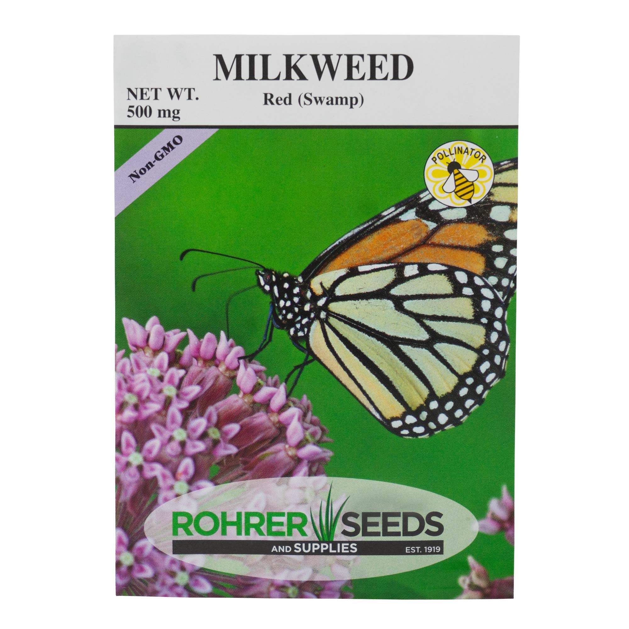 Rohrer Seeds Milkweed Non-GMO Red Swamp Seeds, 500mg Packet, Approx 80 Seeds/Packet