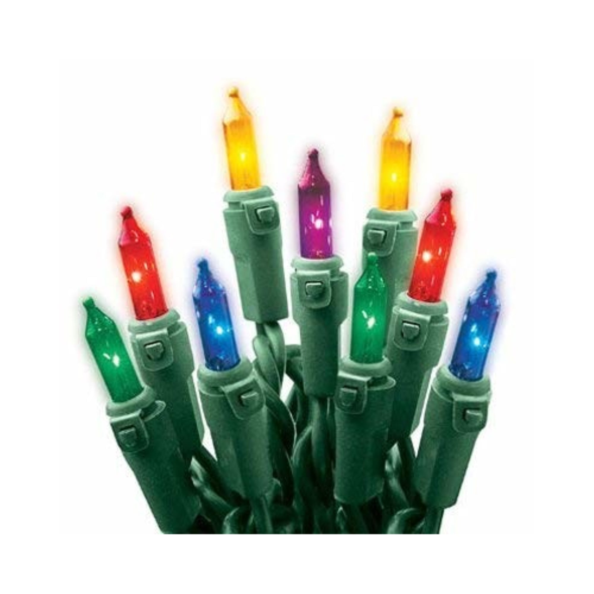 Holiday Wonderland Indoor Outdoor Christmas String Lights, 50 Multcolored Lights on Green Wire, Lighted Length, 11 ft