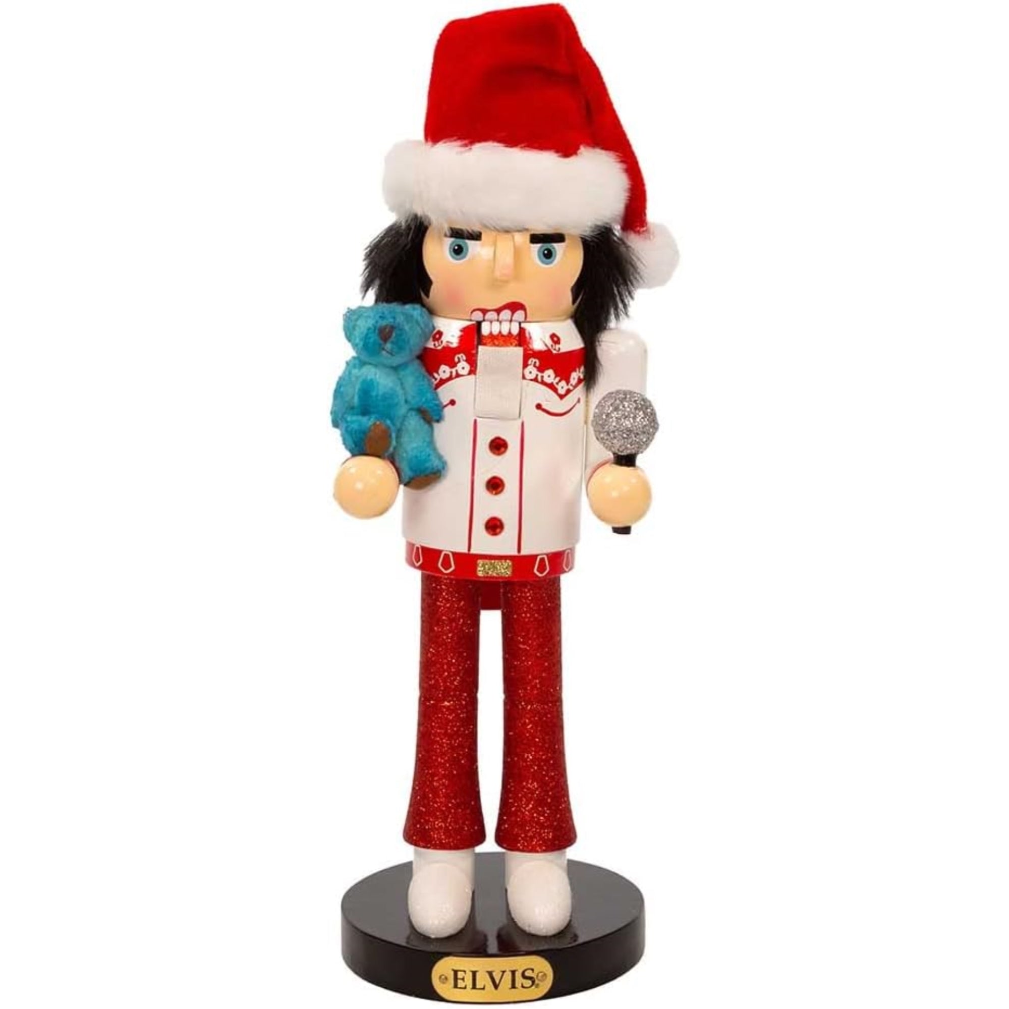 Kurt Adler Elvis Presley with Teddy Bear Nutcracker, Multicolored, 10"