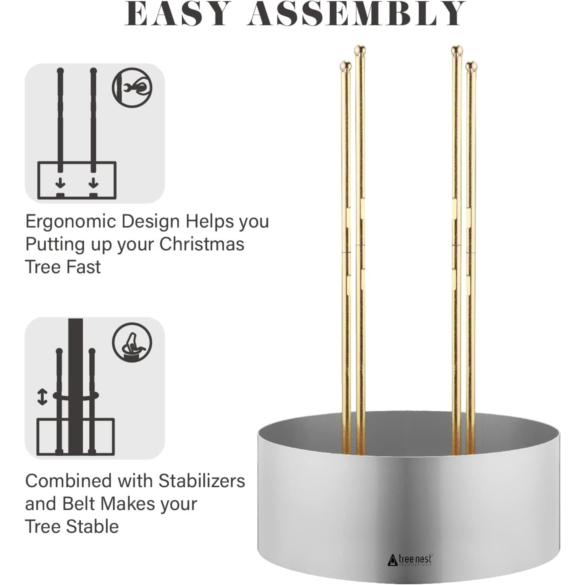 Tree Nest Easy Metal Christmas Tree Stand, Silver, Medium