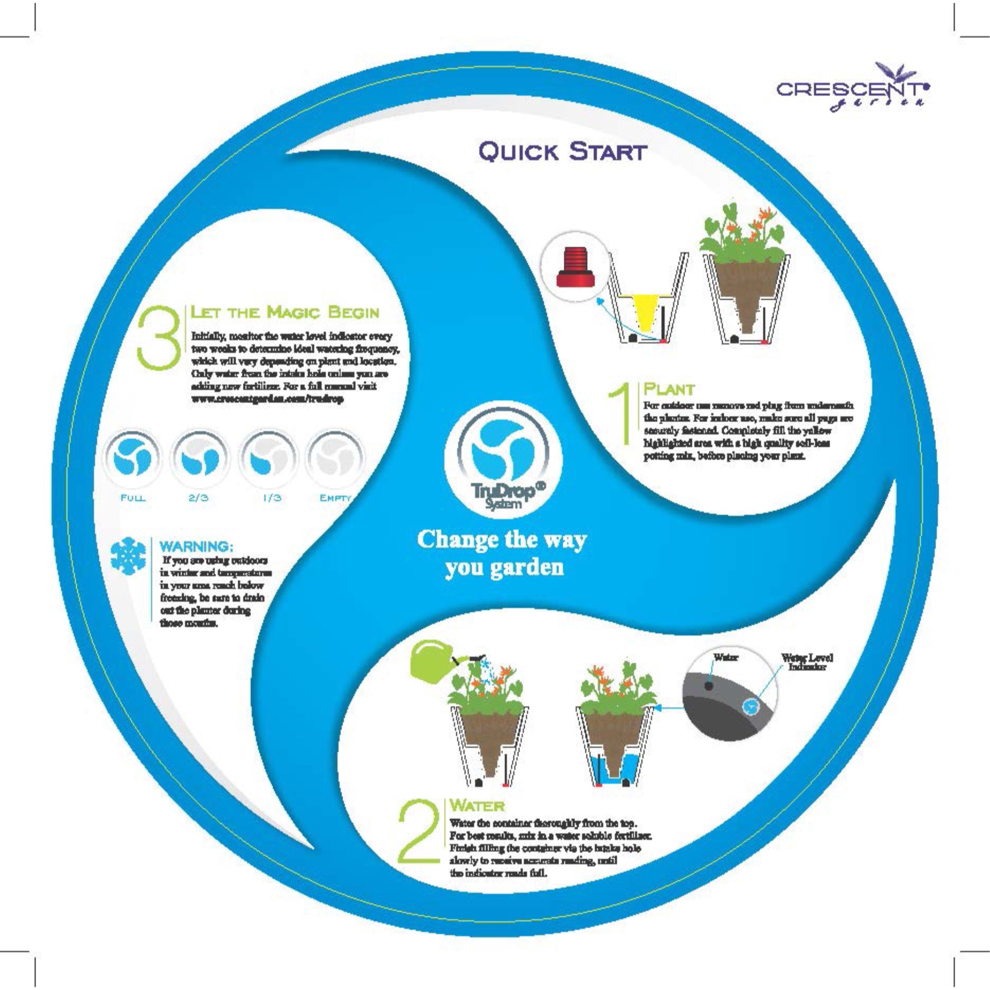 Crescent Garden Tru Drop Tall Cup Self Watering Plastic Planter Flower Pot Planter