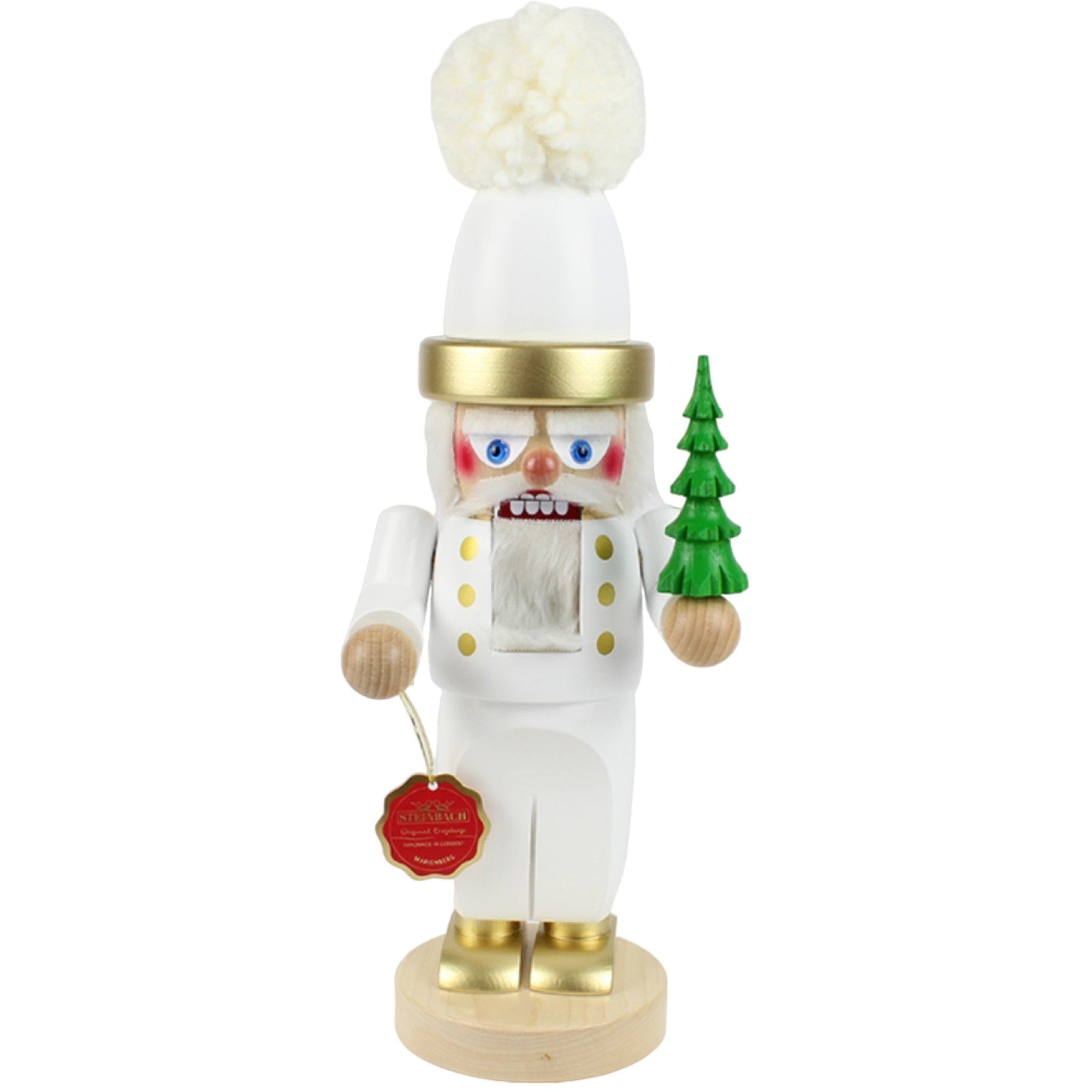 Kurt Adler Steinbach Wooden Chubby Nutcracker, White Santa, 13.3"