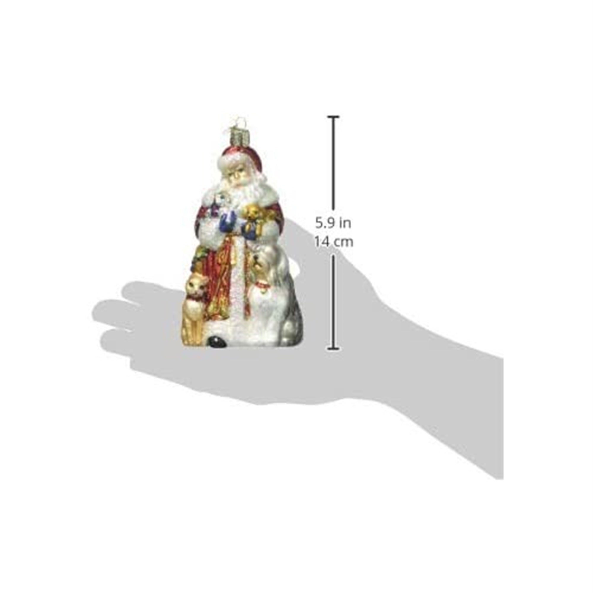 Old World Christmas Glass Blown Santa's Furry Friends Ornament
