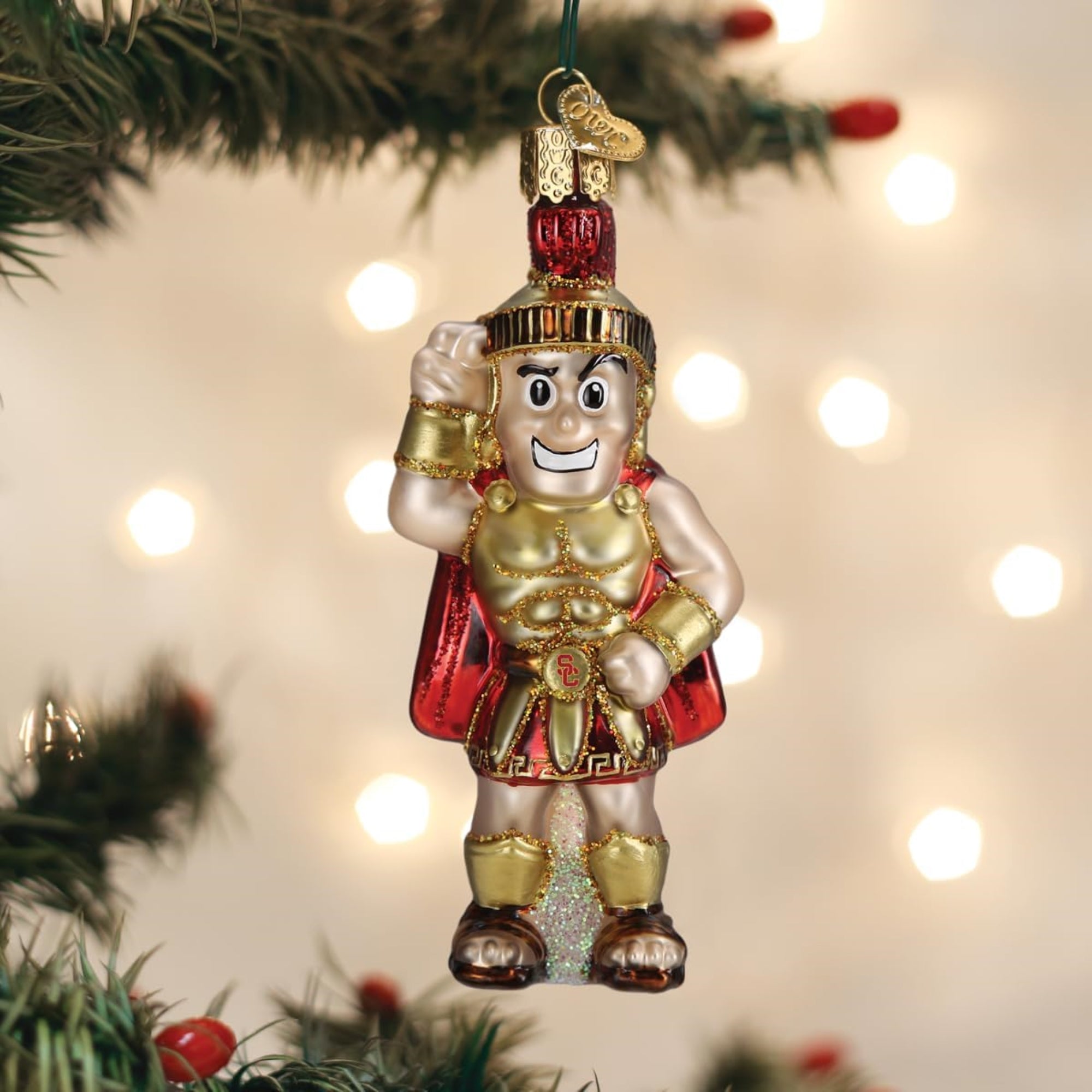 Old World Christmas USC Tommy Trojan Blown Glass Holiday Ornament