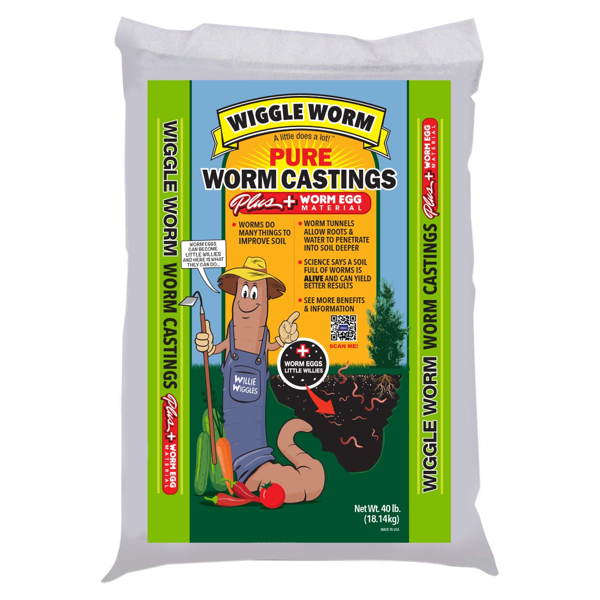 WIGGLE WORM PURE Worm Castings PLUS Worm Egg Material, 40 Pounds