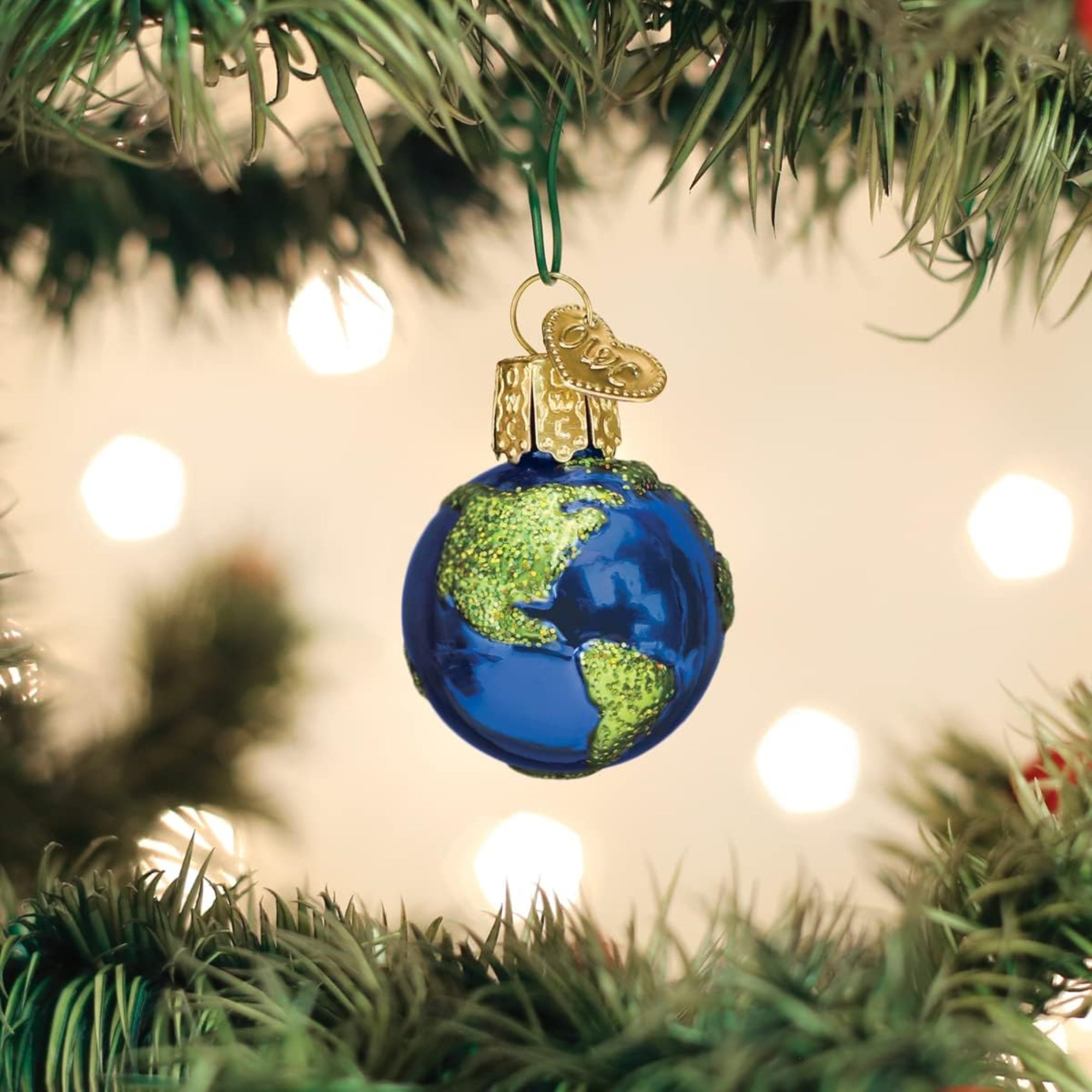 Old World Christmas Gumdrops Mini Planet Earth Glass Blown Ornament for Christmas Tree, Multicolored, 1.5"