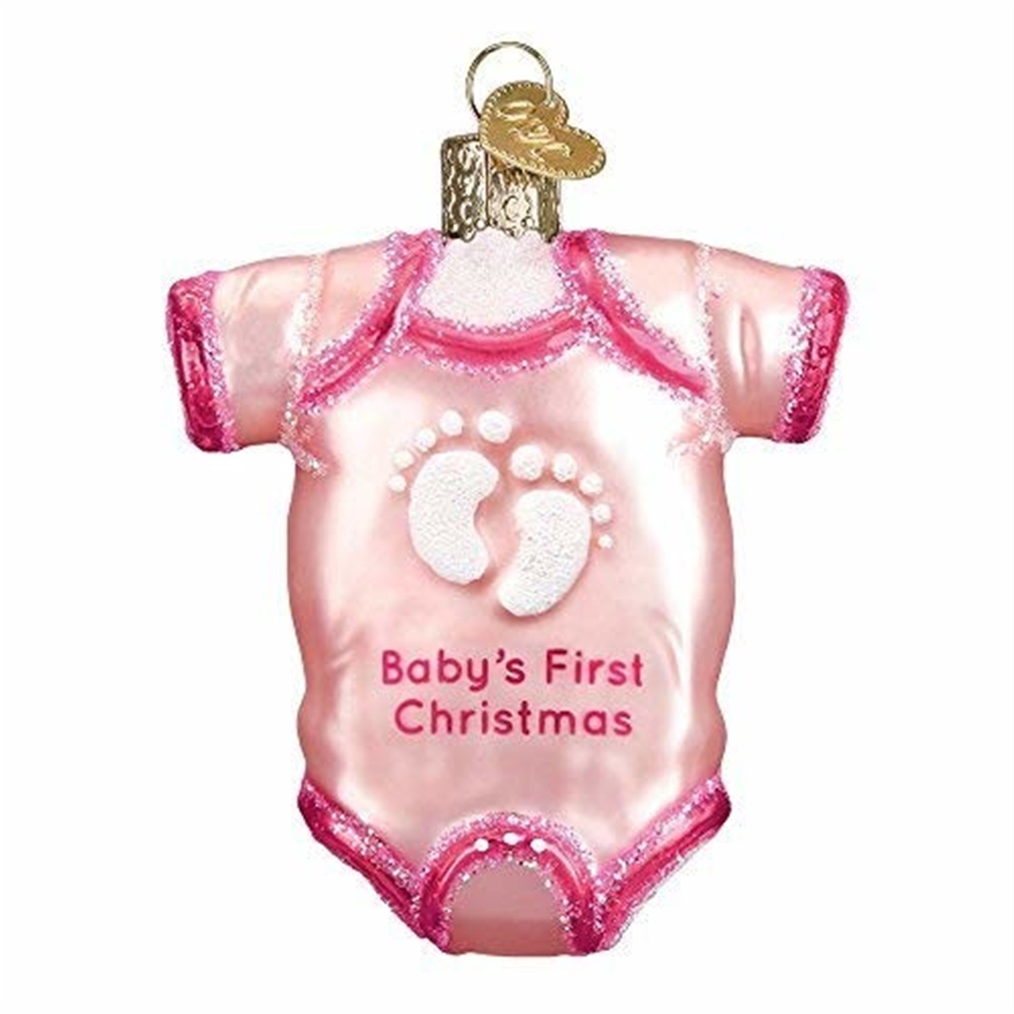 Old World Christmas Pink Baby Glass Ornament