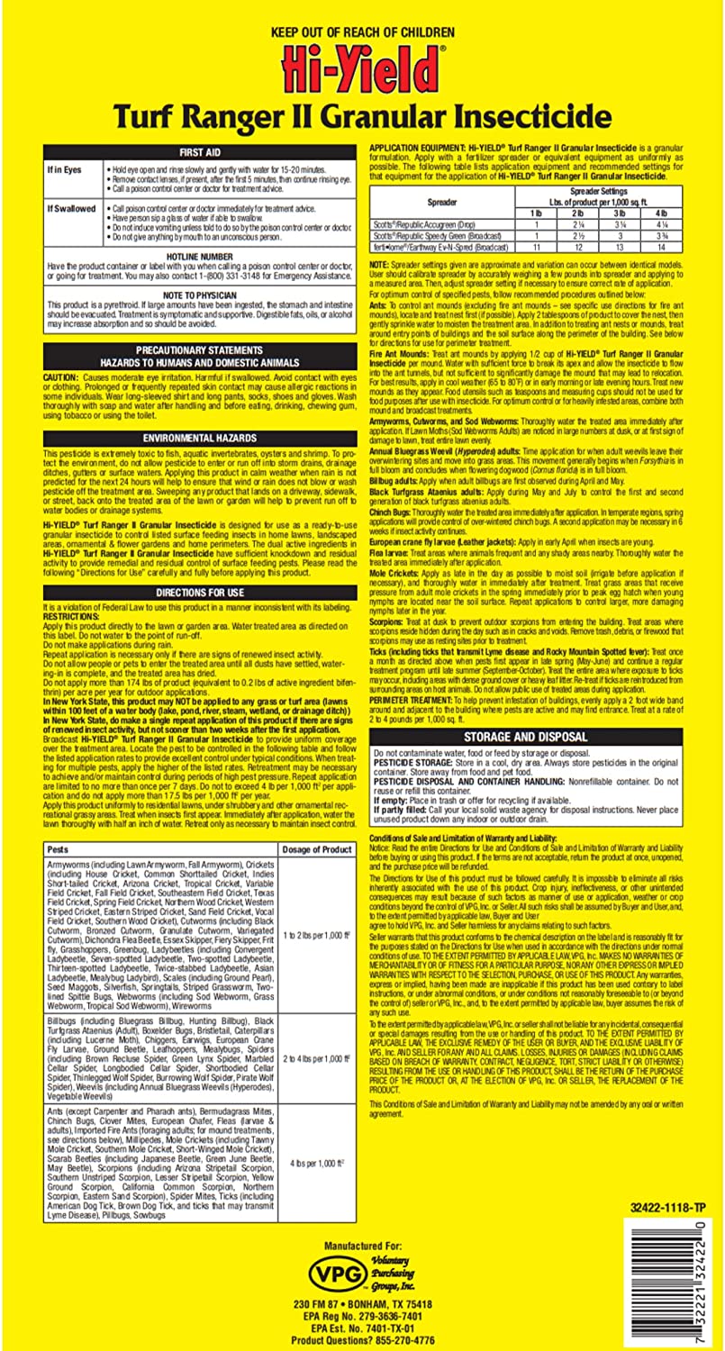 Hi-Yield (32423) Turf Ranger II Granular Insecticide, 20 Pound Bag