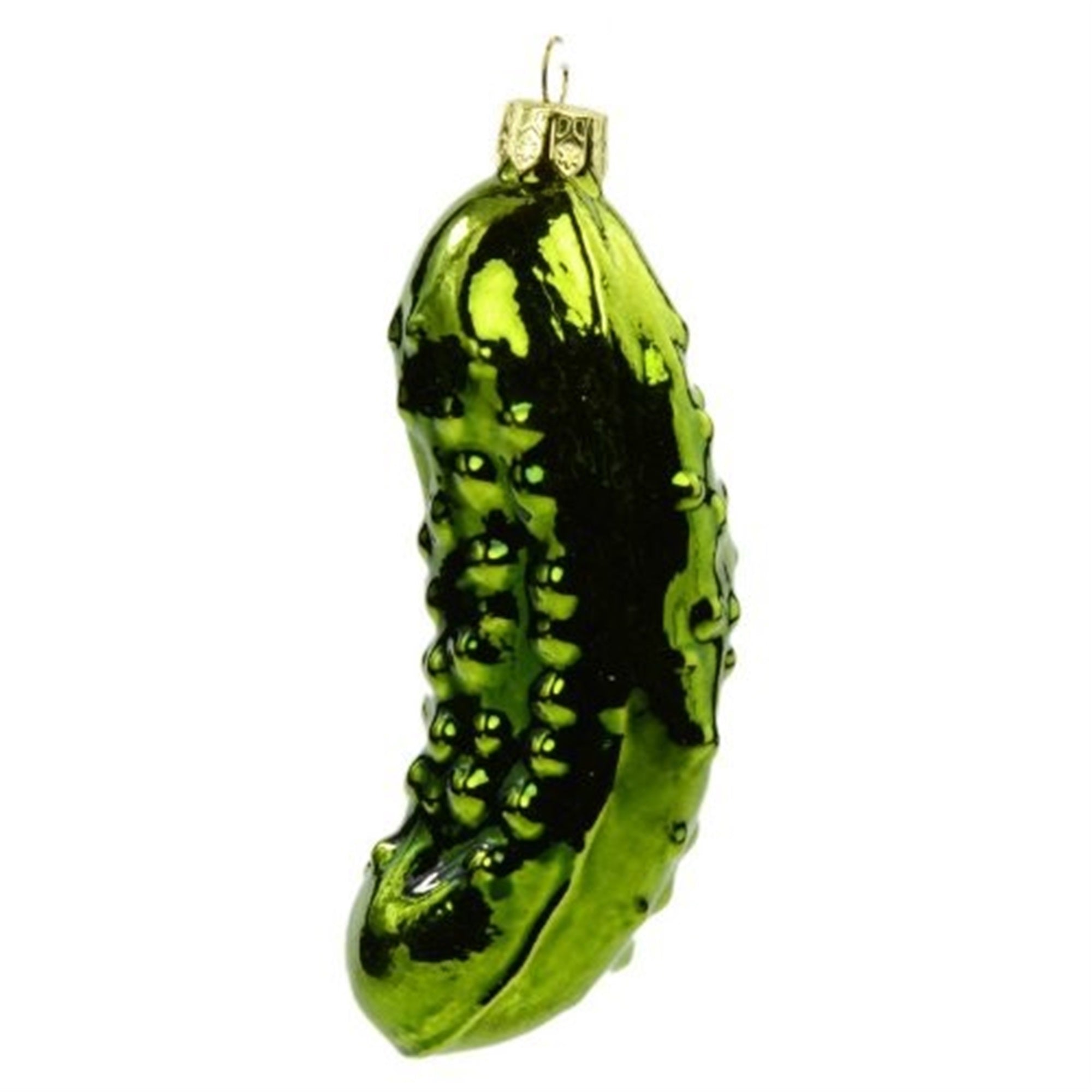Kurt Adler Noble Gems Hand Blown Glass Pickle Ornament 4"
