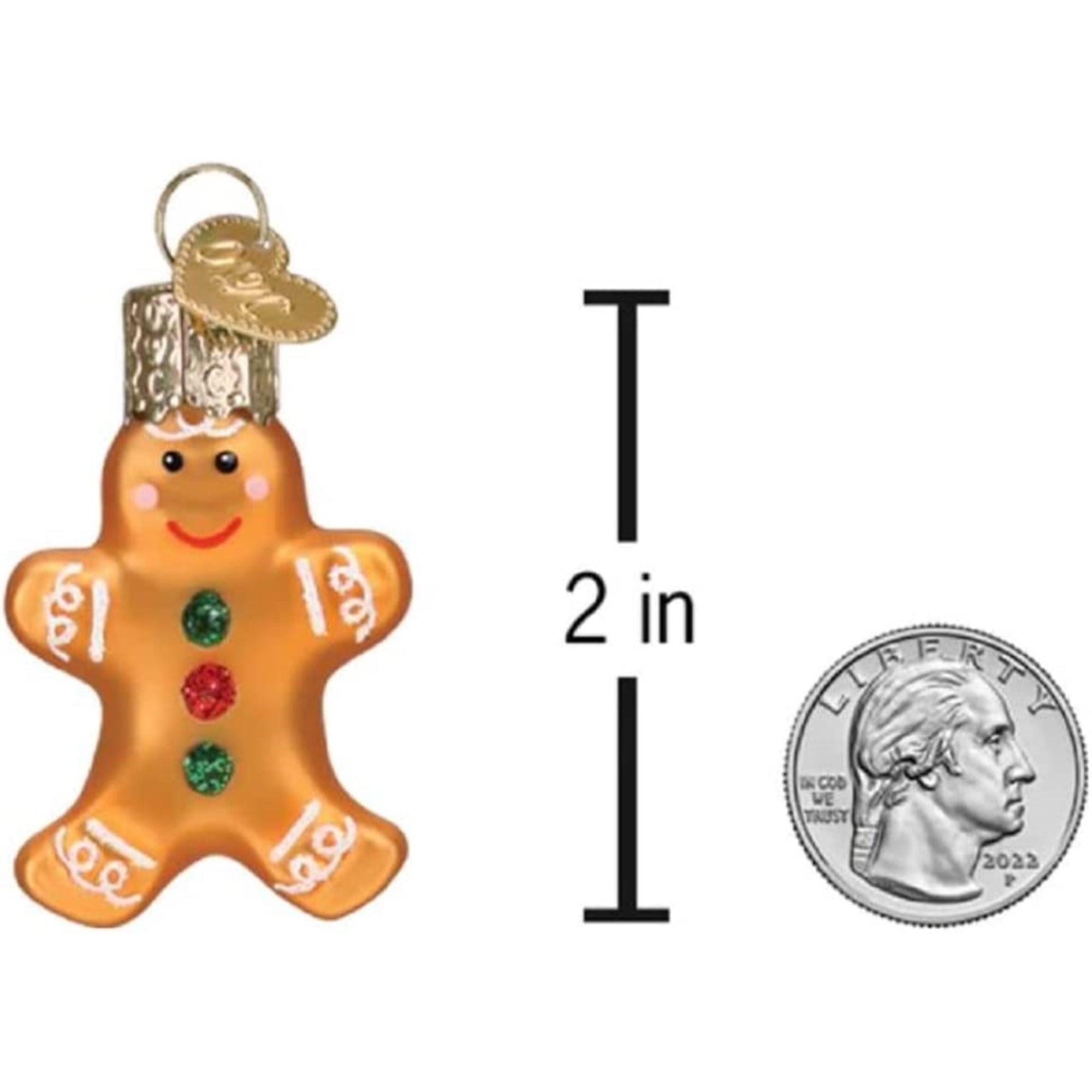 Old World Christmas Mini Glass Blown Gingerbread Man Ornament, 2"