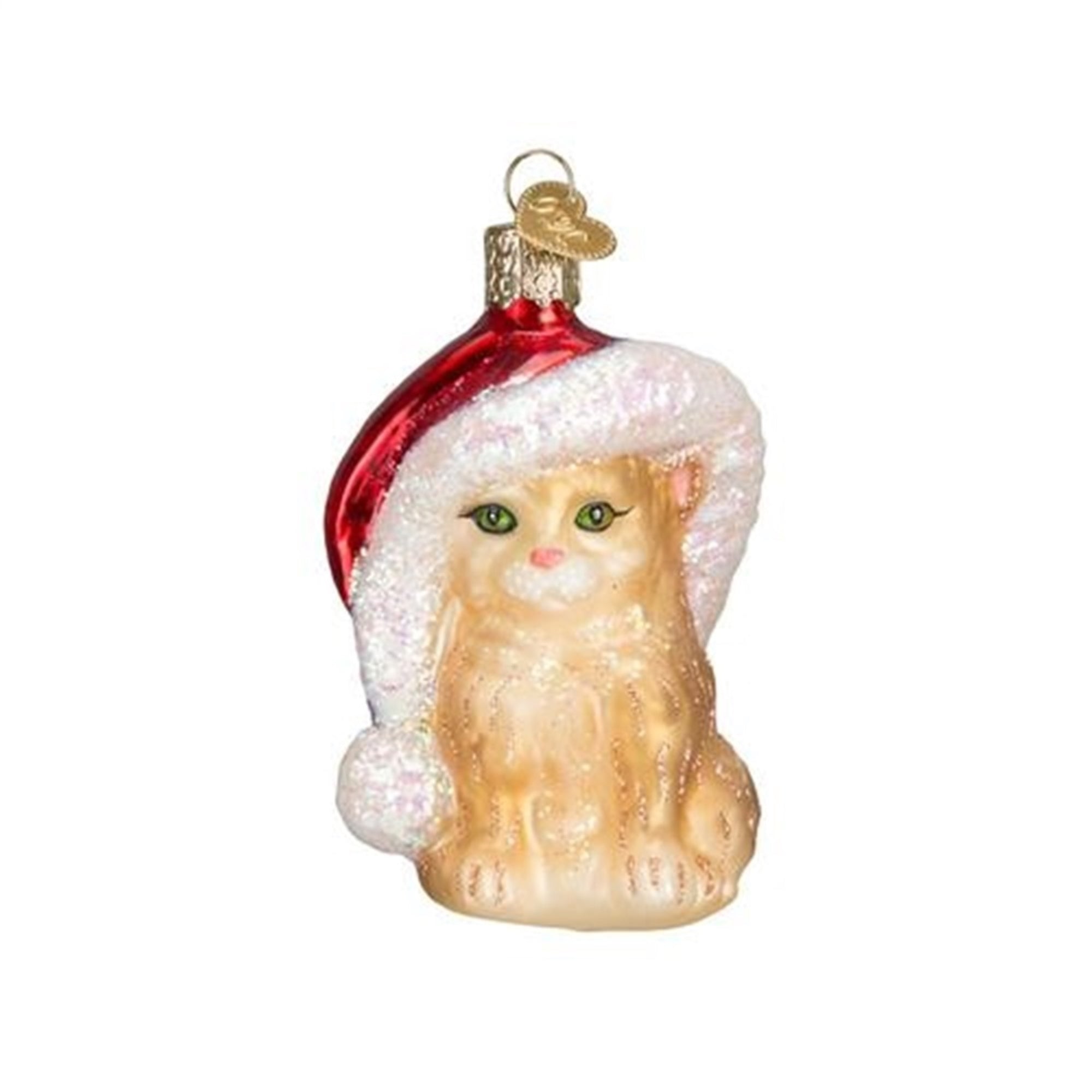Old World Christmas Santa's Kitten Glass Blown Ornament