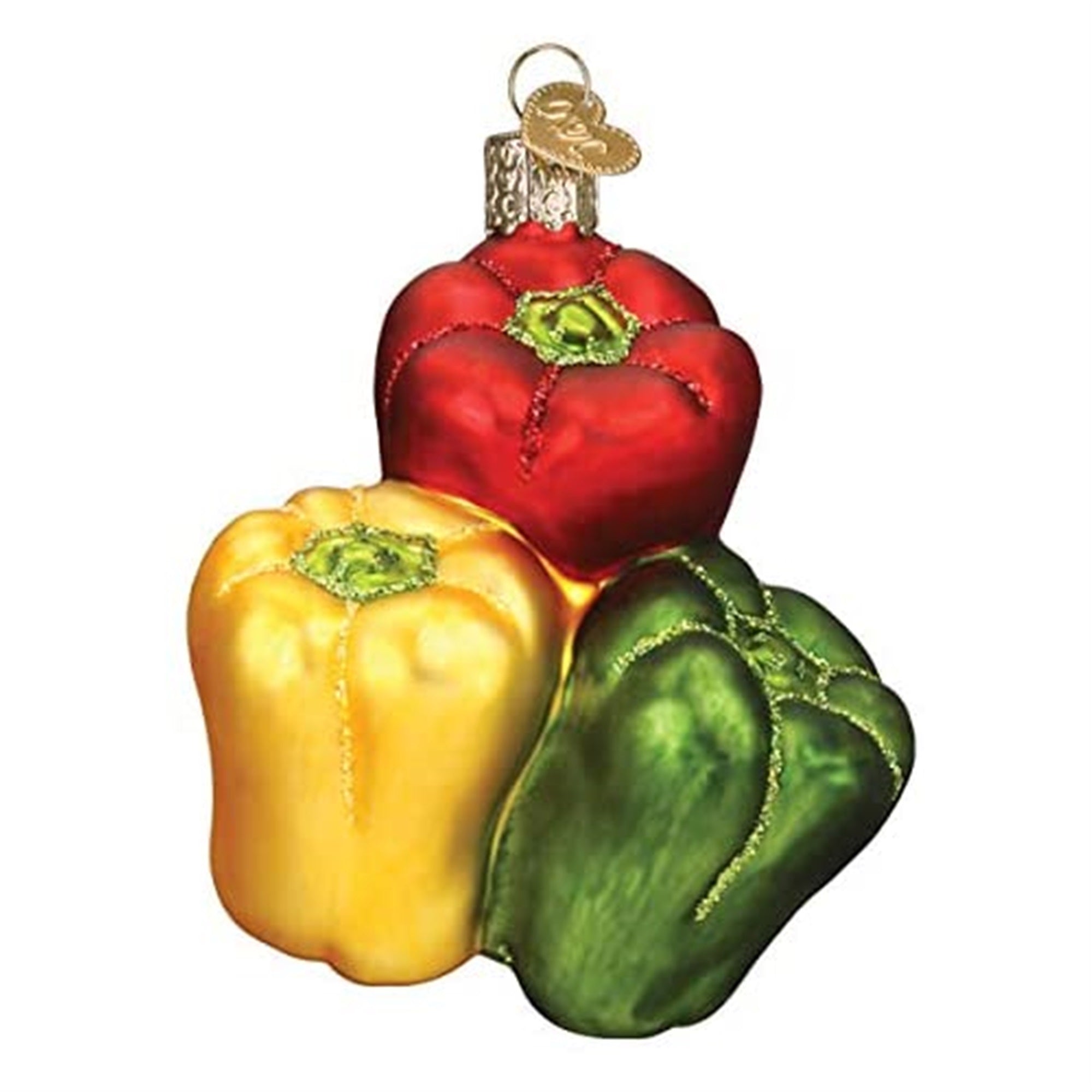 Old World Christmas Glass Blown Ornament Bell Peppers, 4"