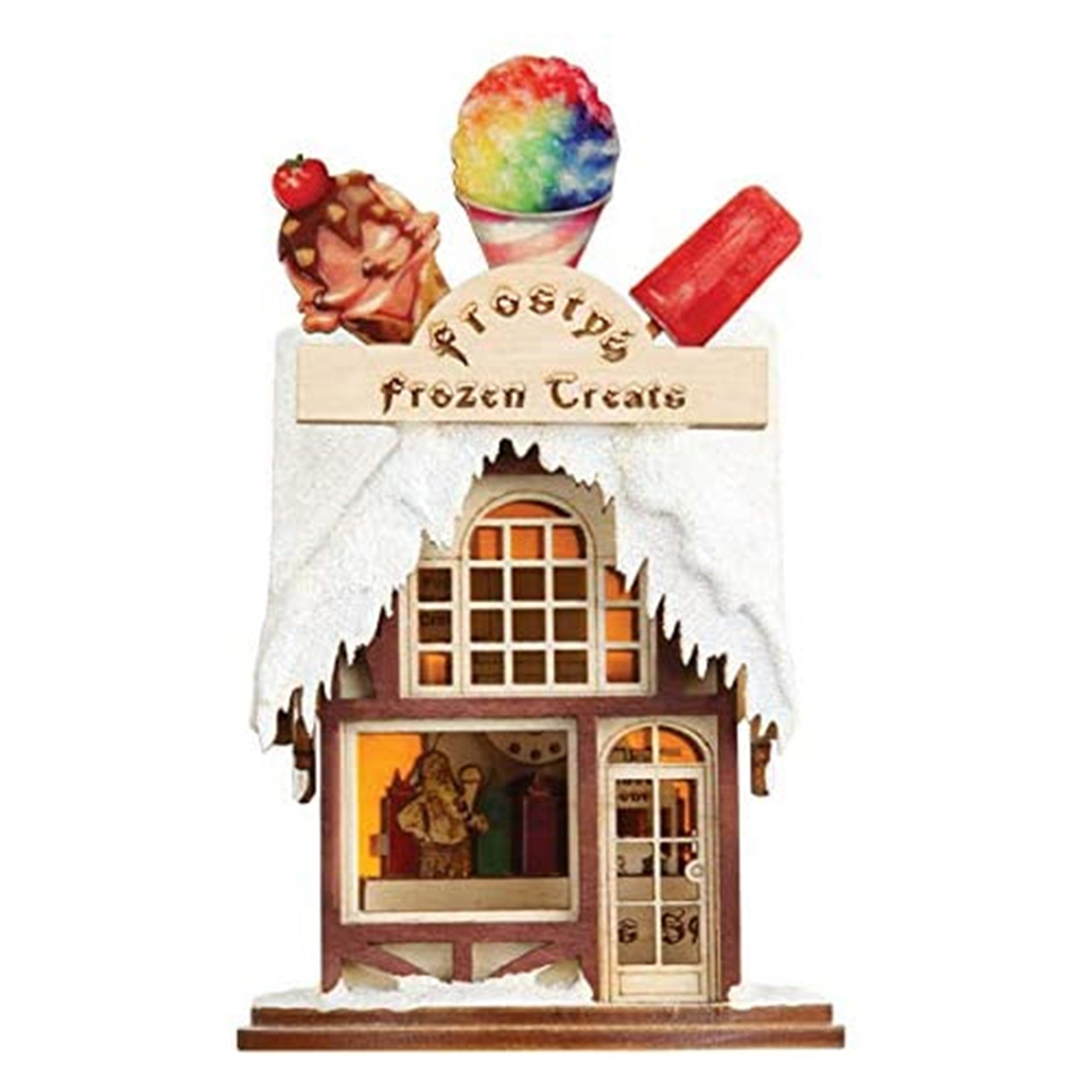 Old World Ginger Cottages Wooden Ornaments Frosty's Treat Shop