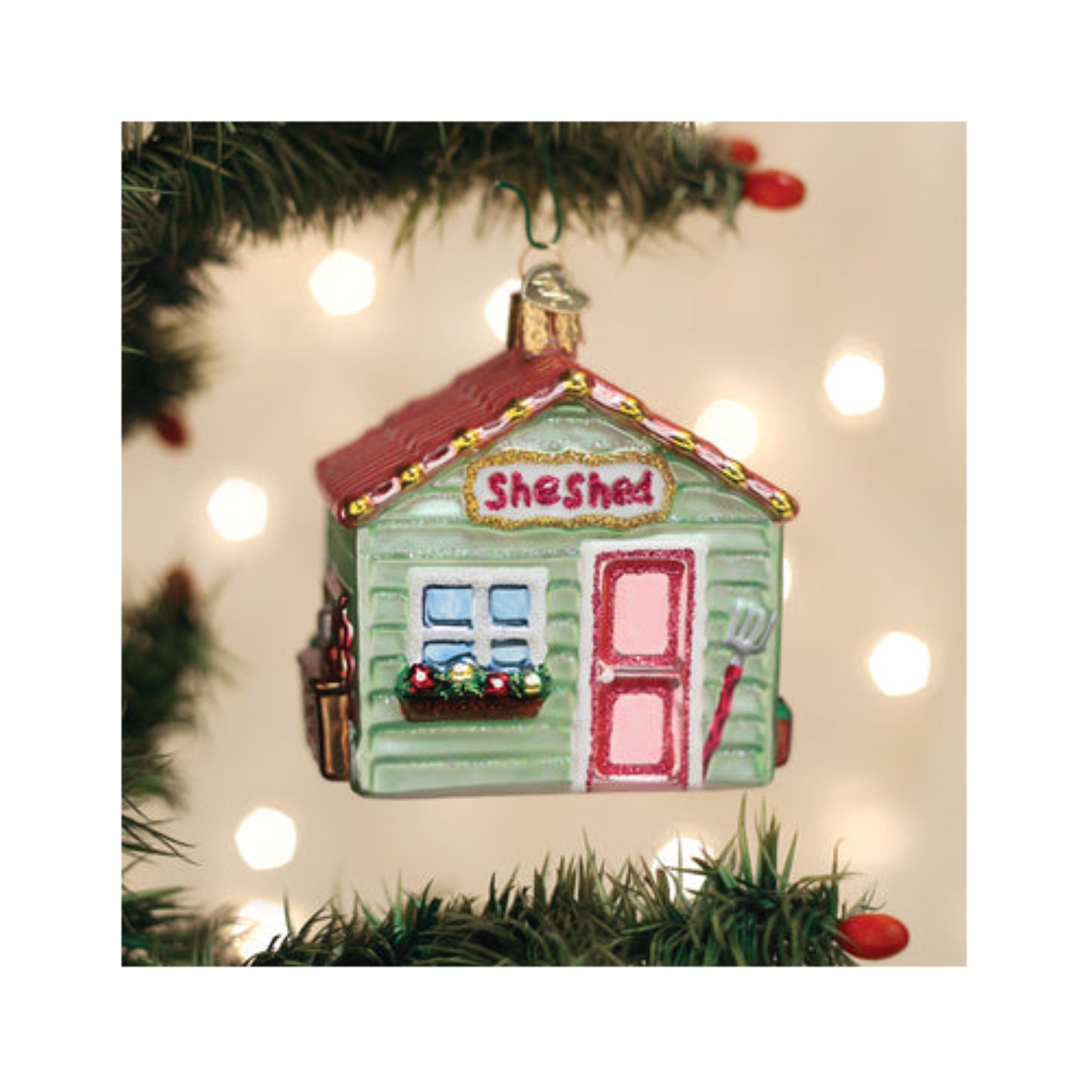 Old World Christmas She Shed Blown Glass Holiday Ornament For Tree