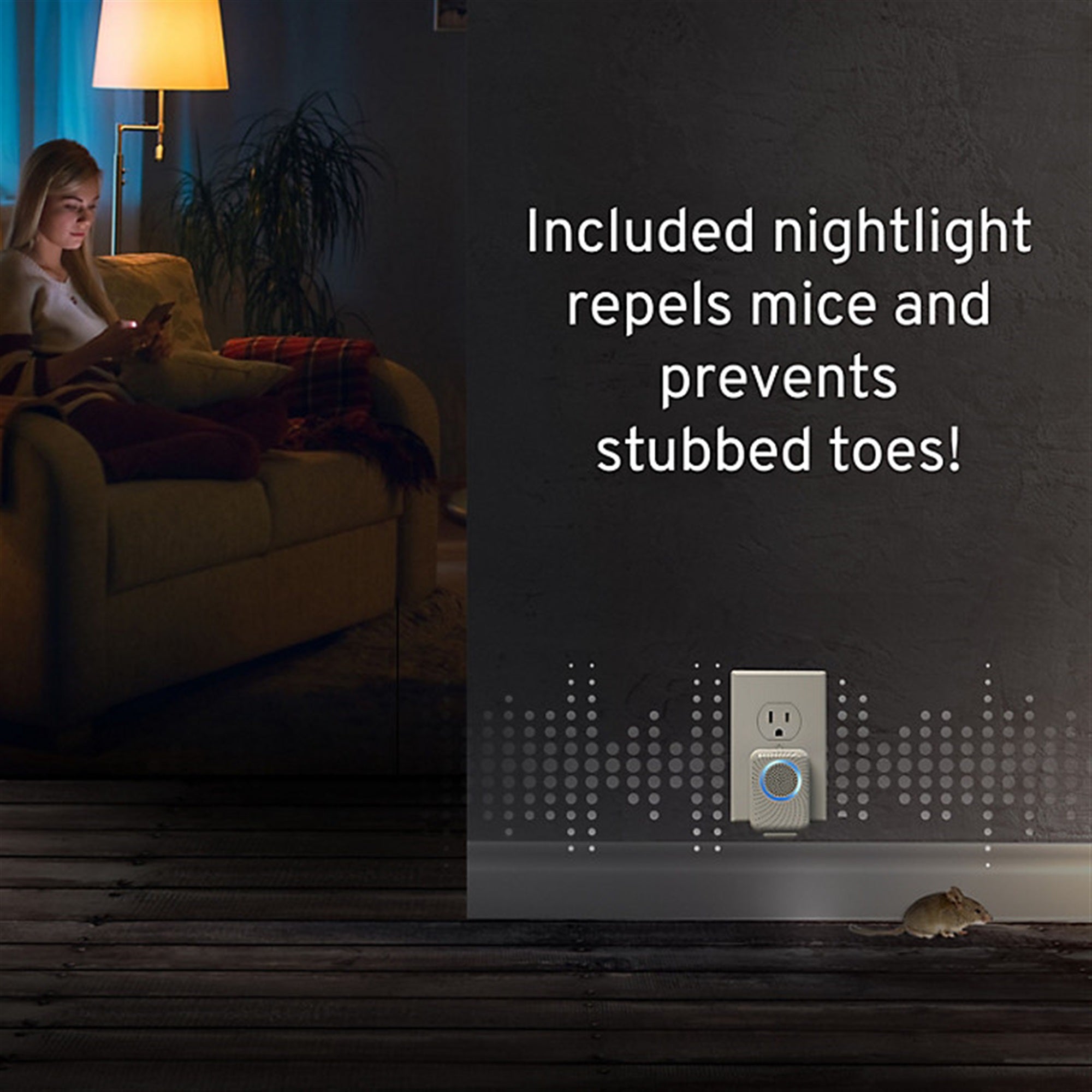 Victor PestChaser Rodent Repellent w/ Nightlight & Extra Outlet, White