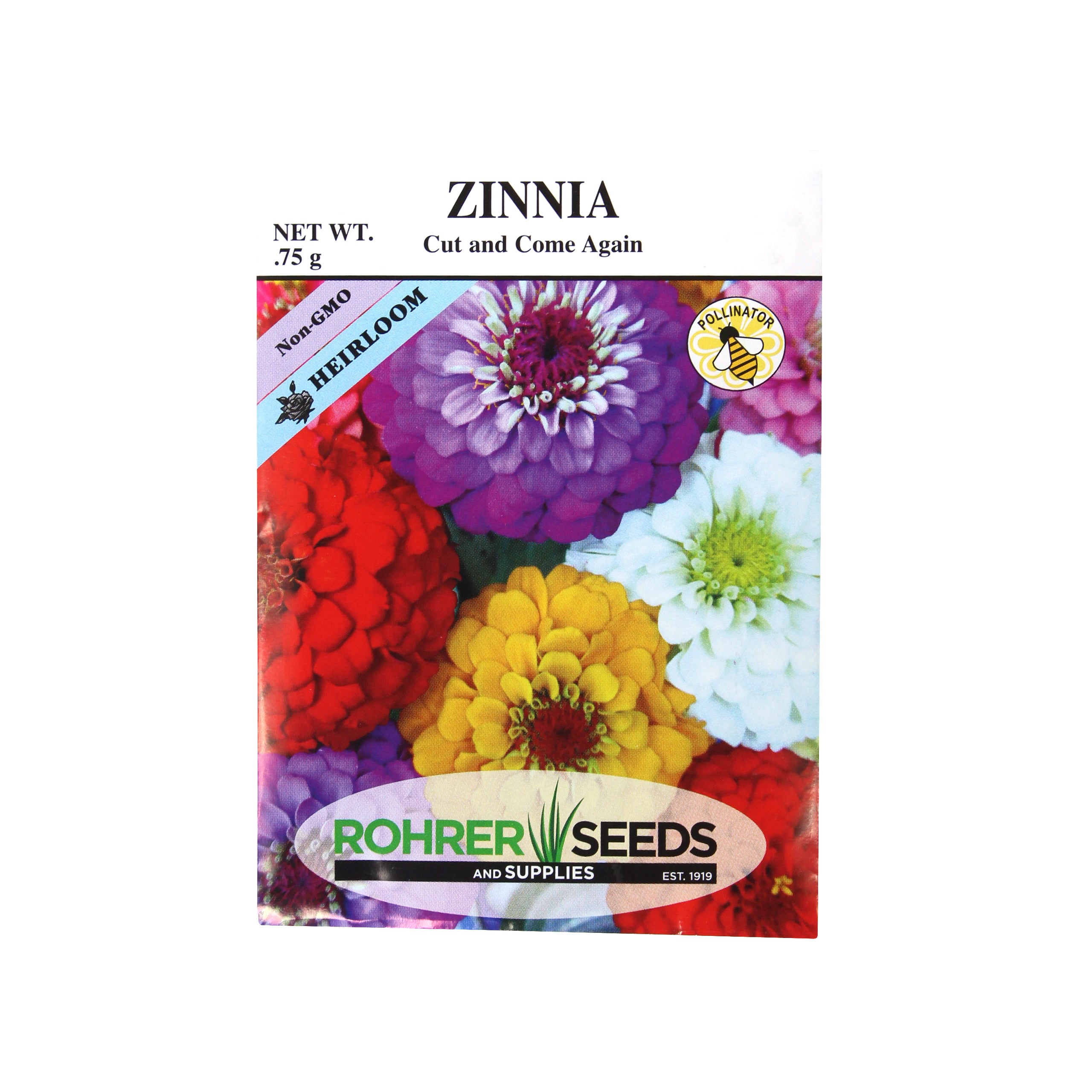 Rohrer Seeds Zinnia, Cut and Come Again, Approx 120 Seeds/Packet