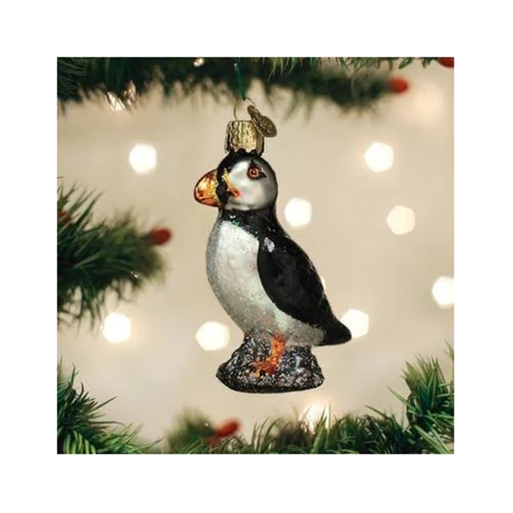Old World Christmas Blown Glass Ornaments Puffin, 3.5"