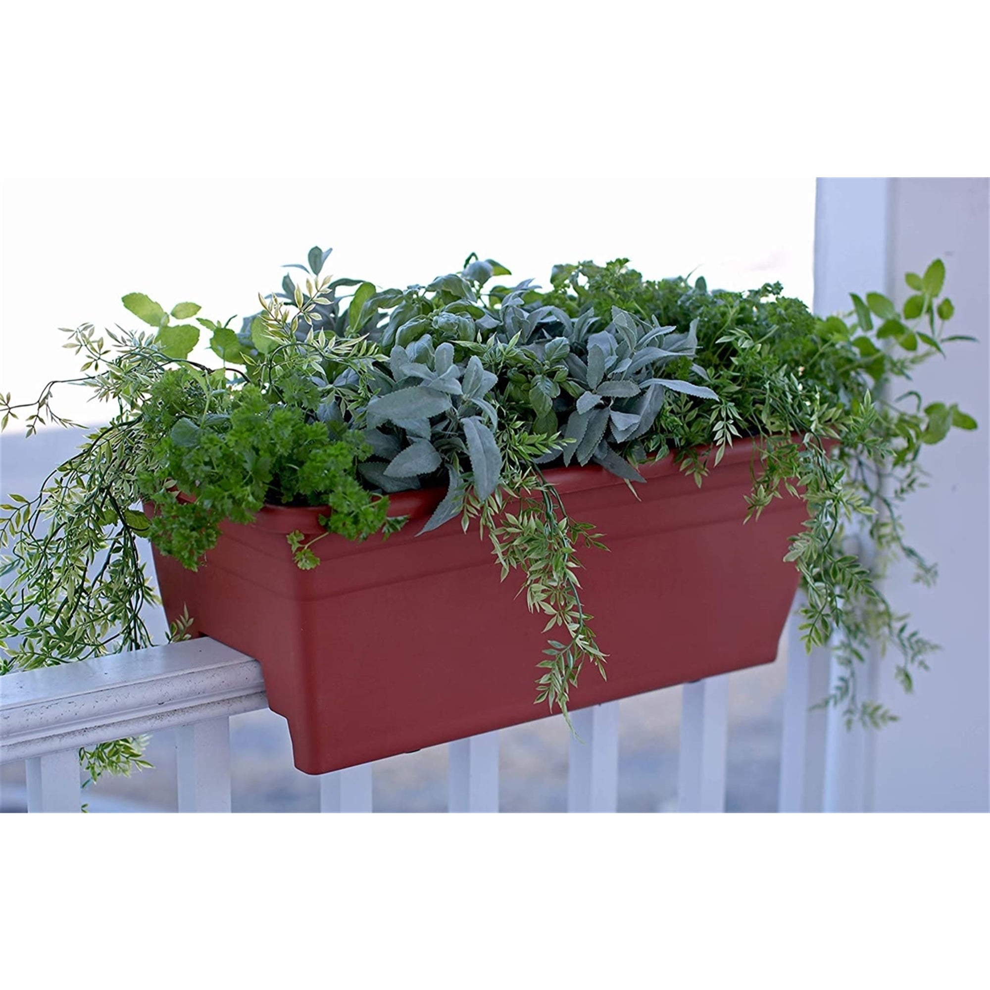 The HC Companies Rail Planter Plastic ,Terra Cotta Colored, 24"