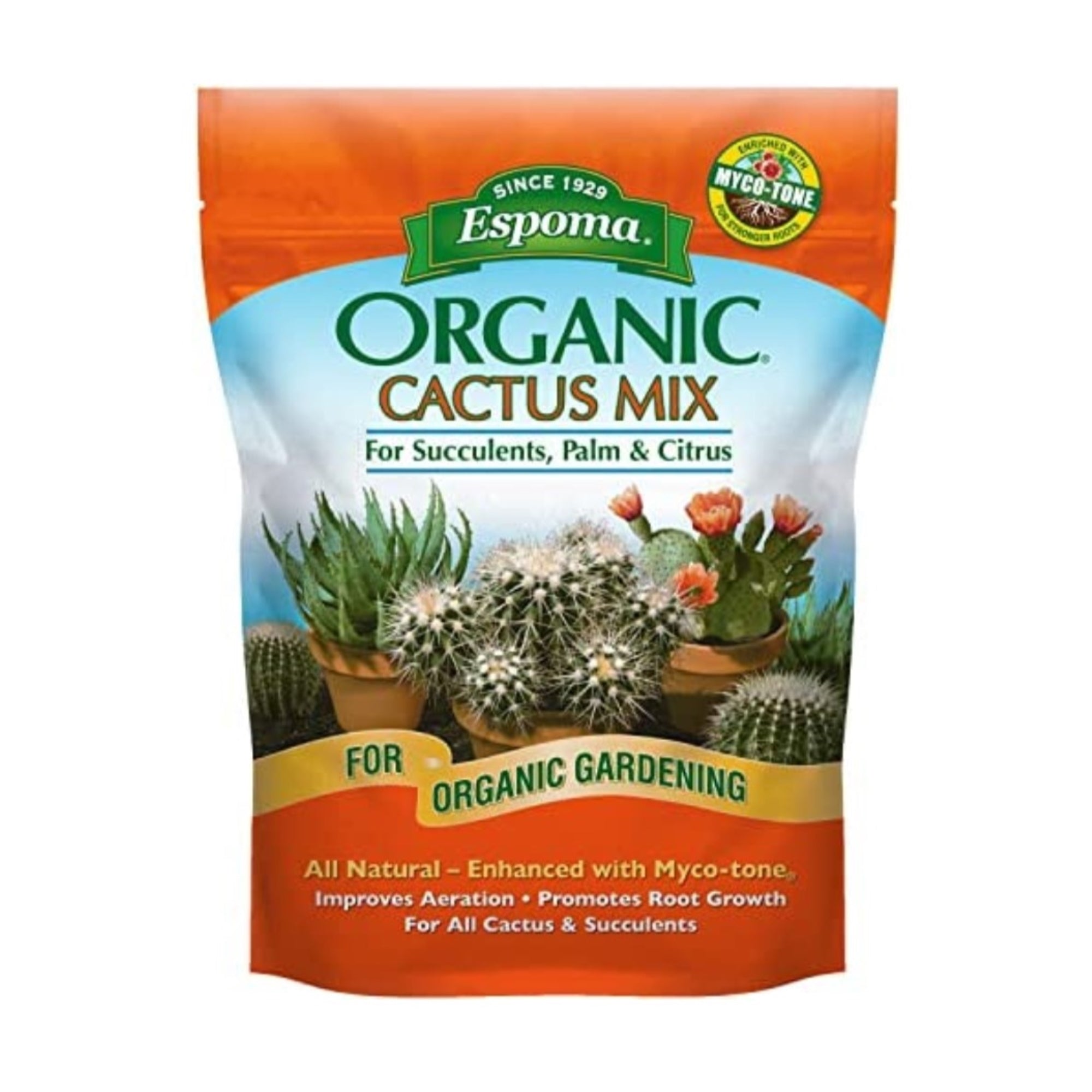 Espoma Organic Cactus Potting Soil Mix for Succulents, Palms & Citrus, for Organic Gardening, All Natural with Mycro-tone, Improves Aeration & Promotes Root Growth