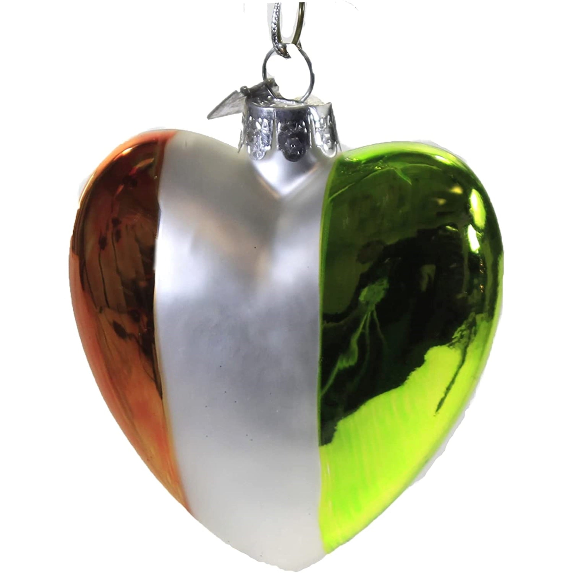 Kurt Adler Ireland Glass Heart Ornament, 5 inches