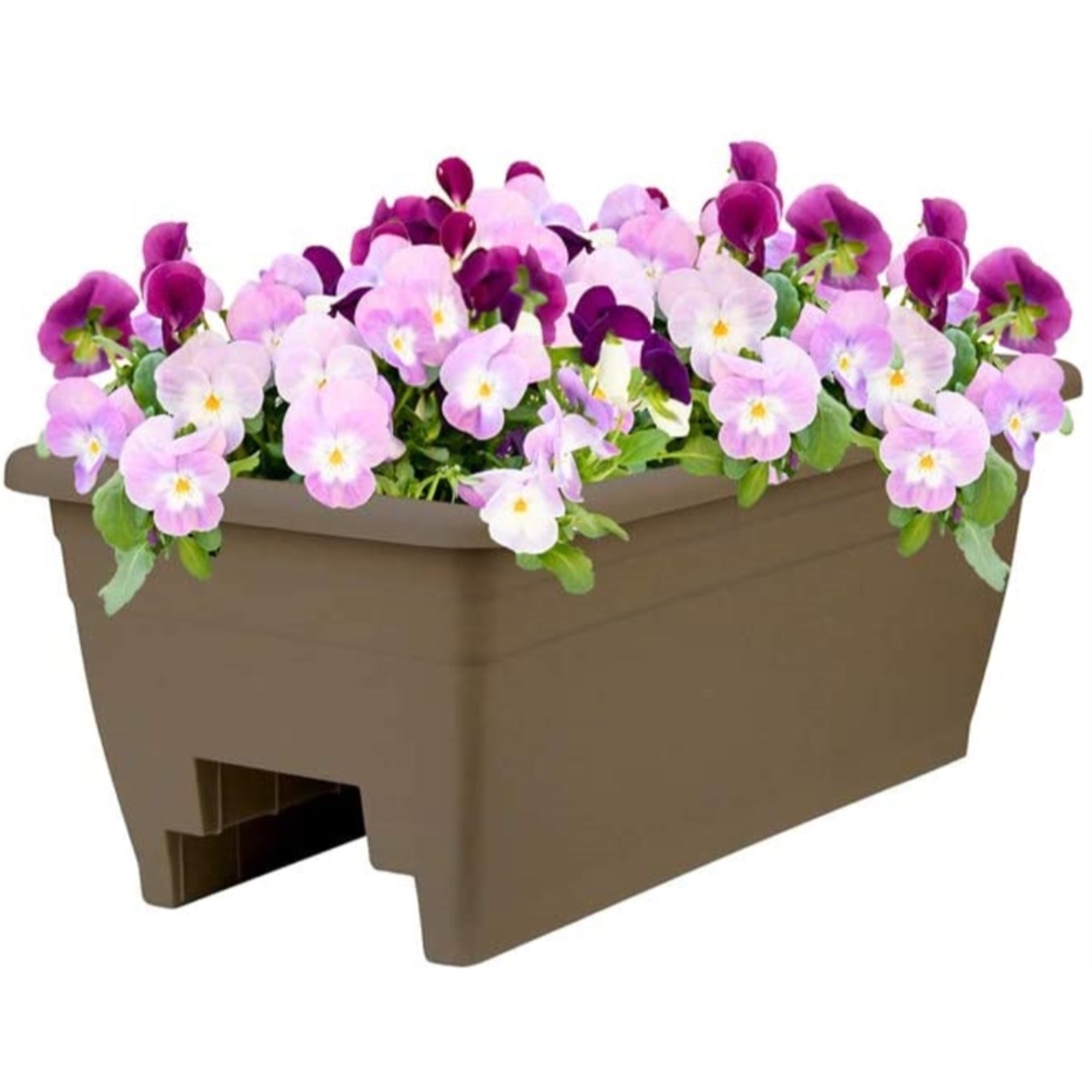The HC Companies Plastic Deck Rail Planter Box, Chocolate 24"