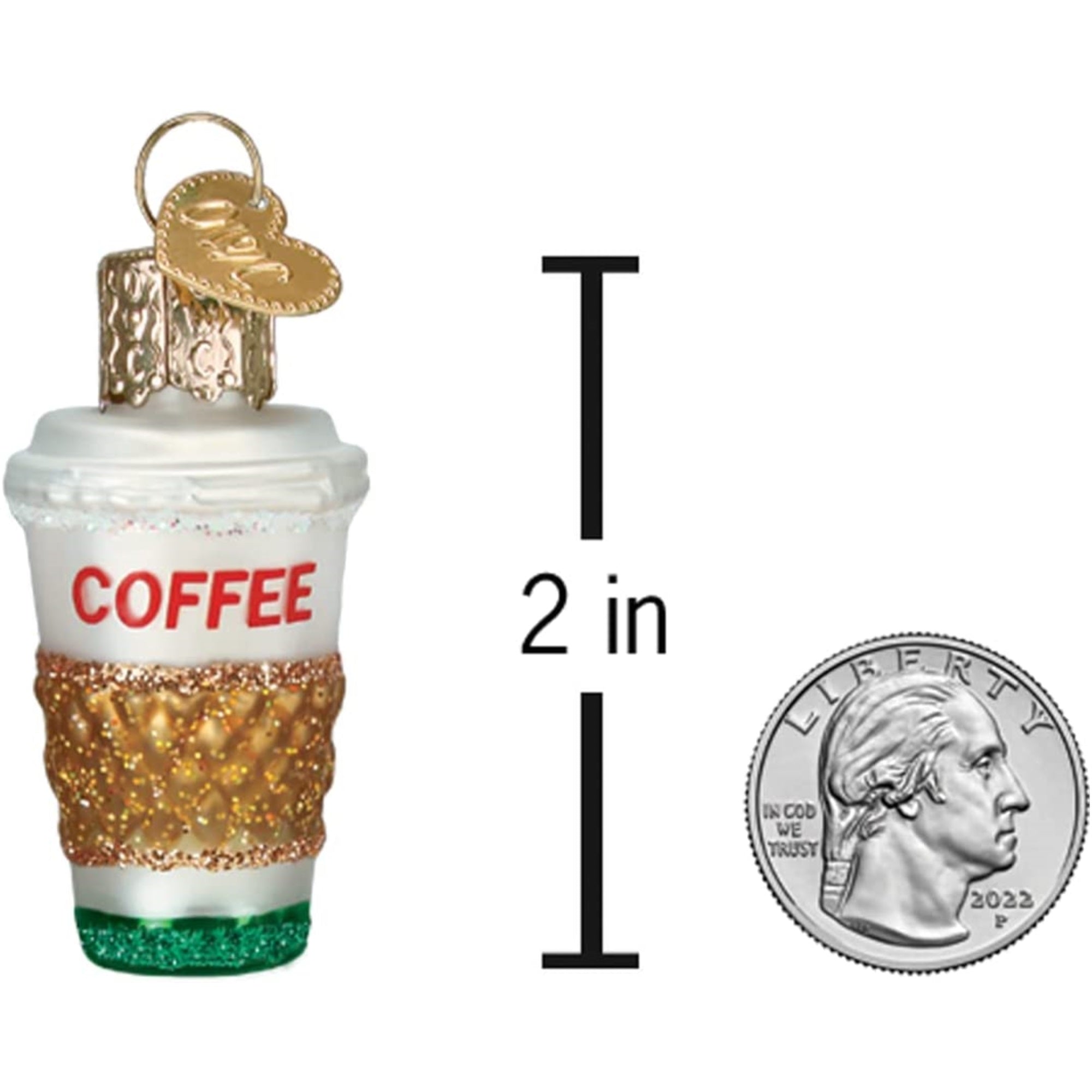 Old World Christmas Mini Blown Glass Coffee To Go Ornament, 2"