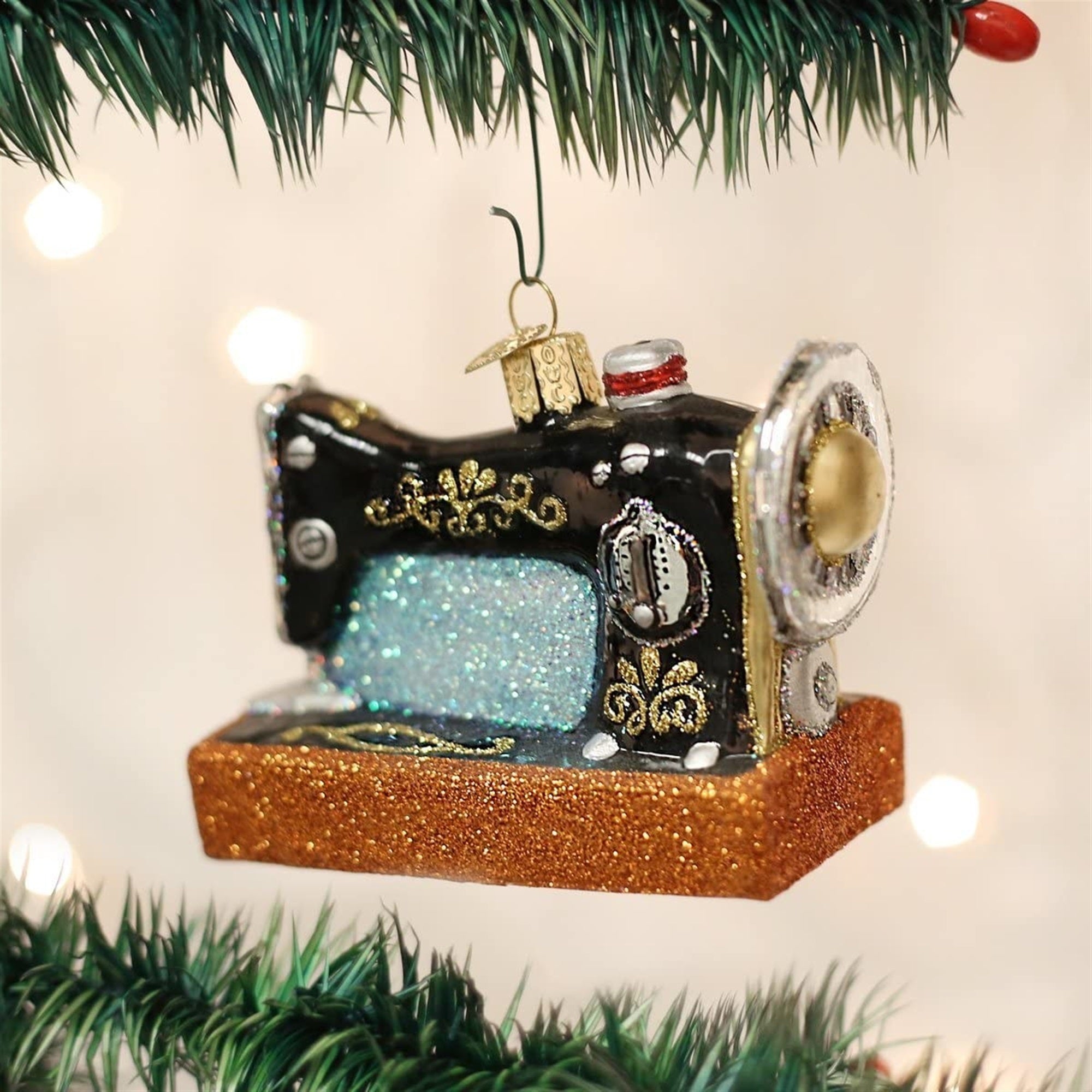 Old World Christmas Glass Blown Sewing Machine Ornament