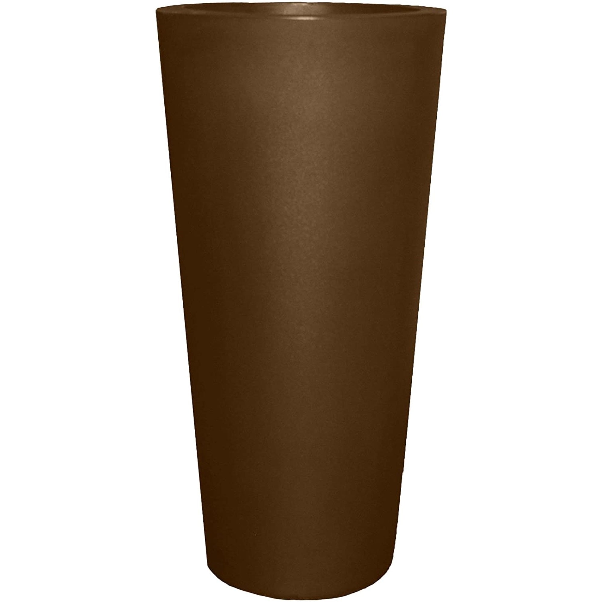 Ceramic tall square garden containers in a warm, bronze glazed finish