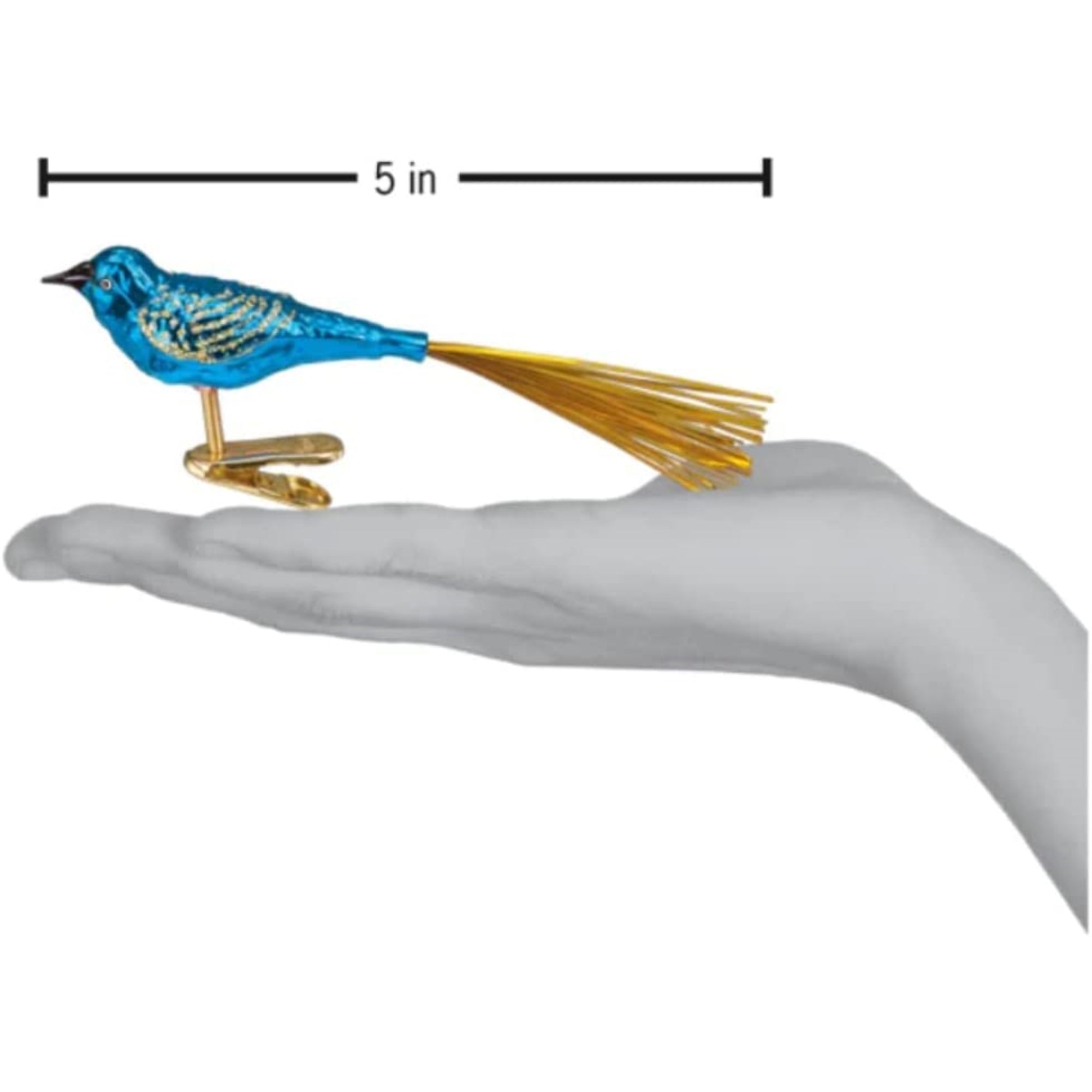 Old World Christmas Blown Glass Christmas Ornament, Lovebird Clip-On Ornament Blue