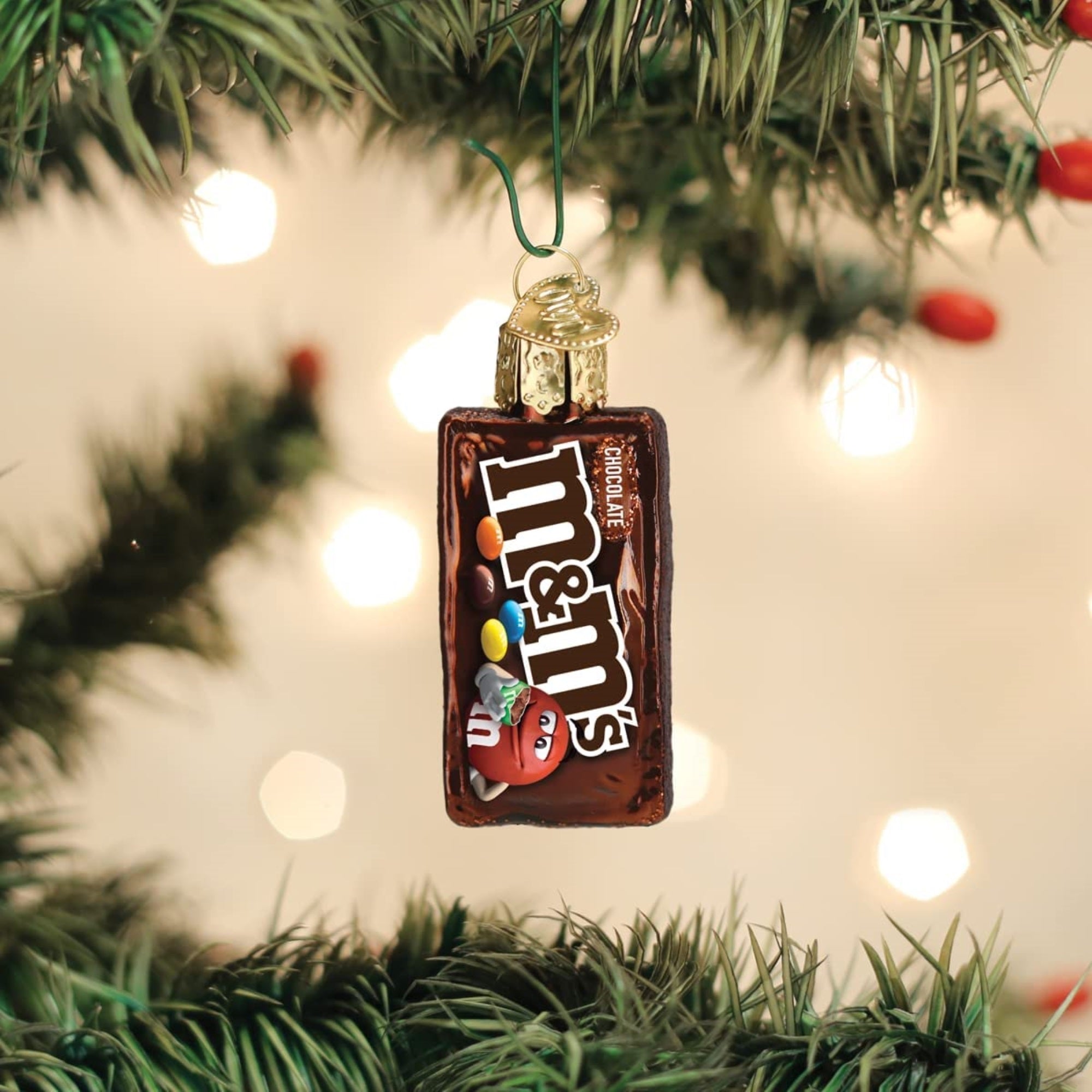 Old World Christmas Mini Blown Glass M&M's Bag Ornament, 2.25"