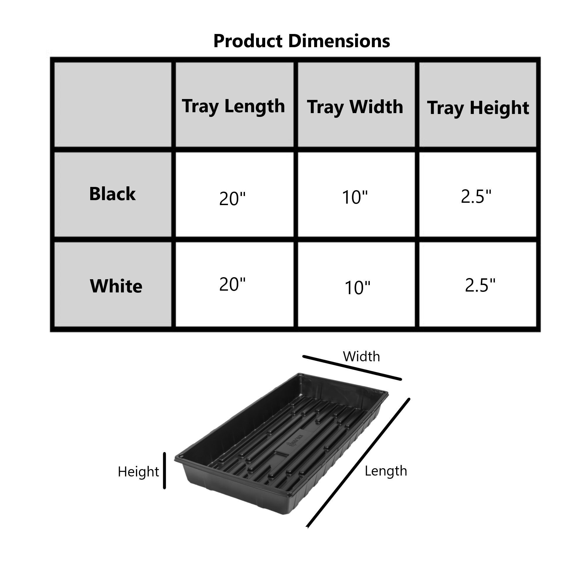 SUNPACK 10” x 20” Indoor Gardening Extra Strength Plastic Seeding Tray for Greenhouses