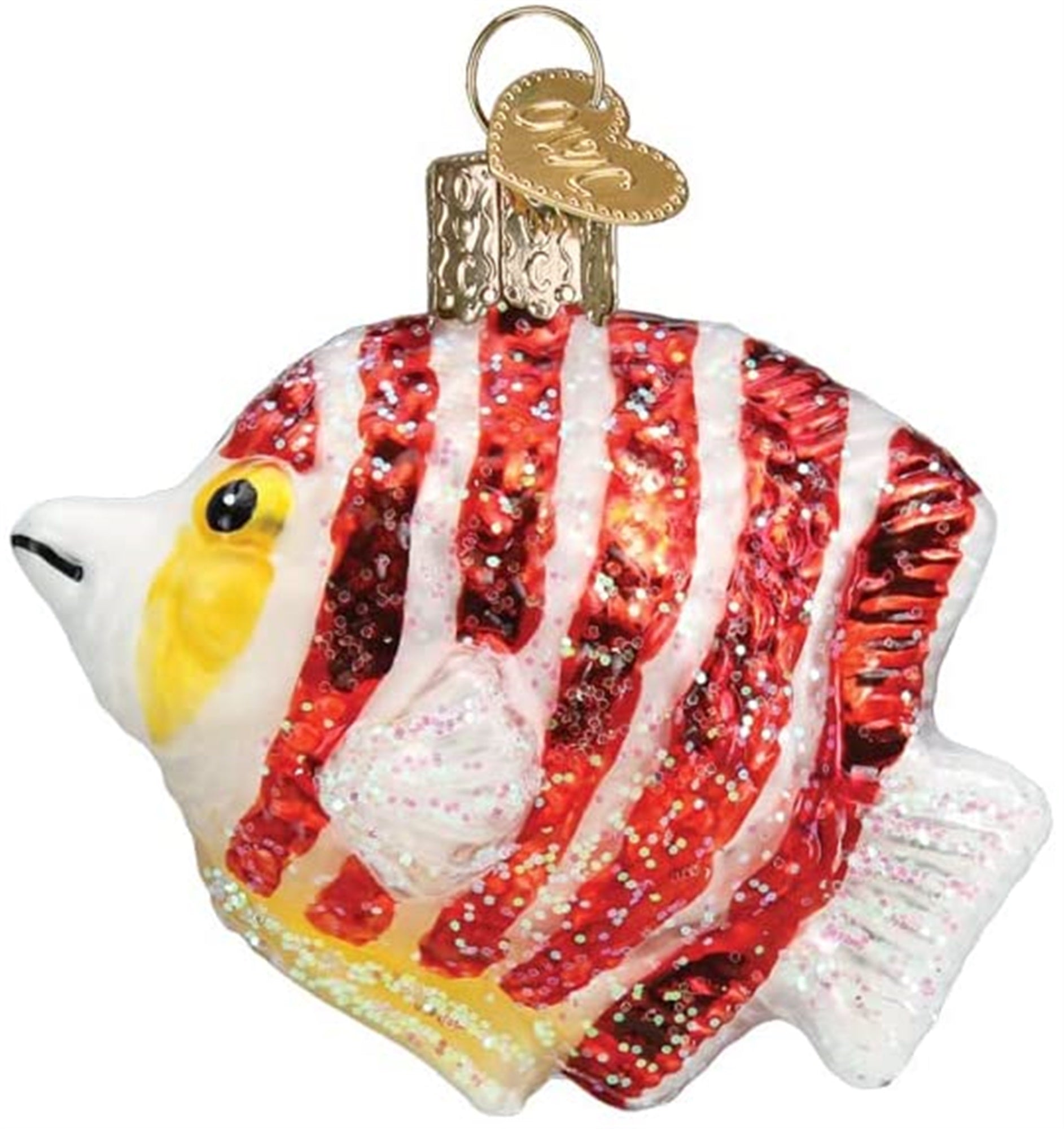 Old World Christmas Hanging Glass Tree Ornament, Peppermint Angelfish