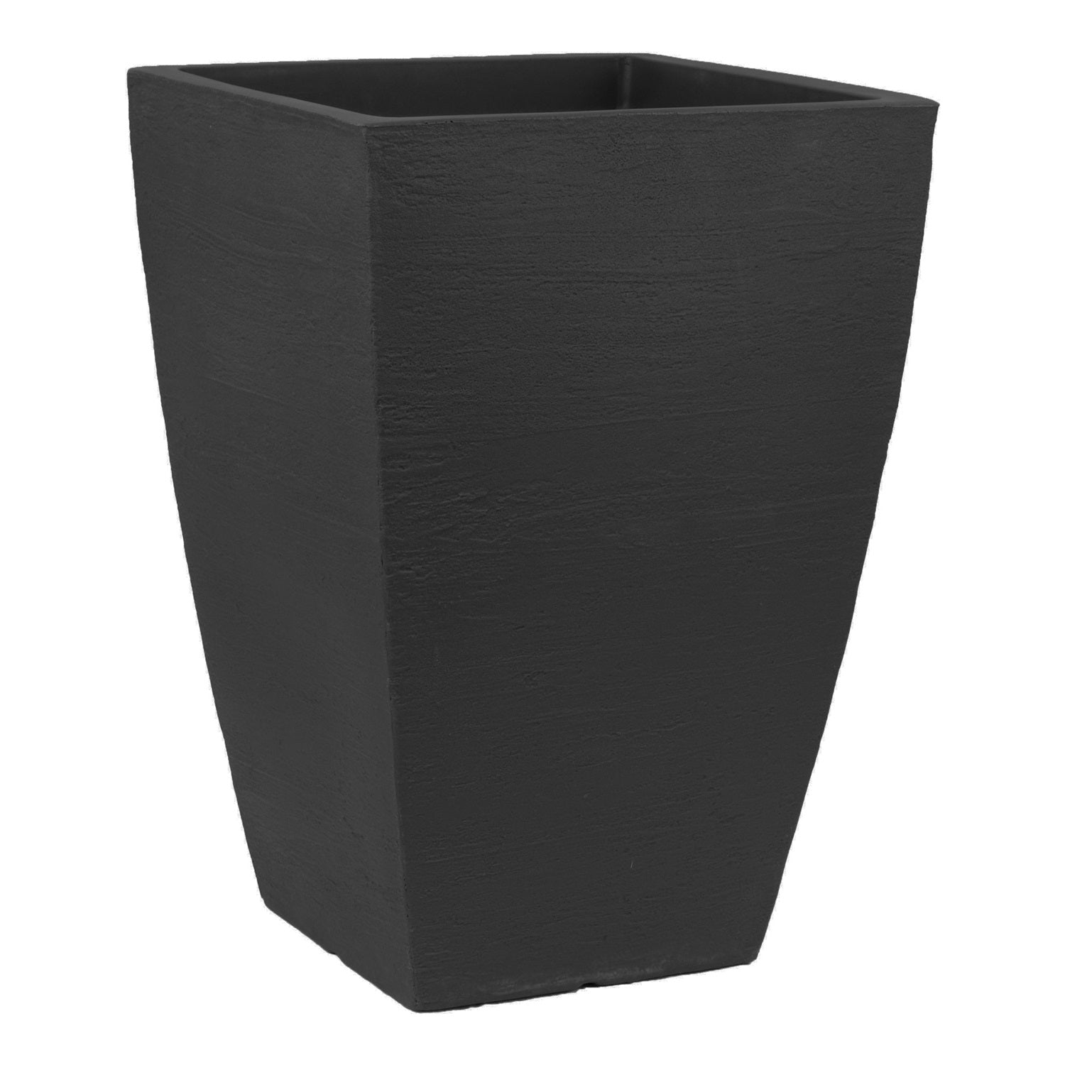 Tusco Products Modern Planter, Tall Square, Black, 16” x 23”