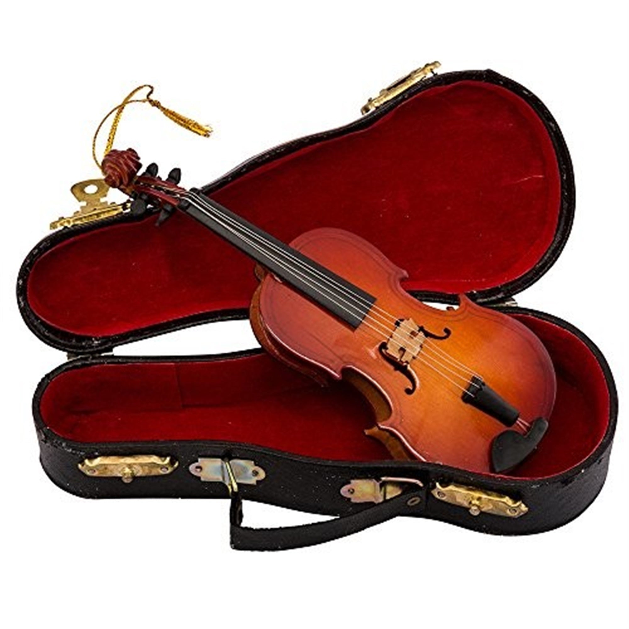 Kurt Adler Christmas Ornament, Wooden Violin in Hinged Case, 6.5"