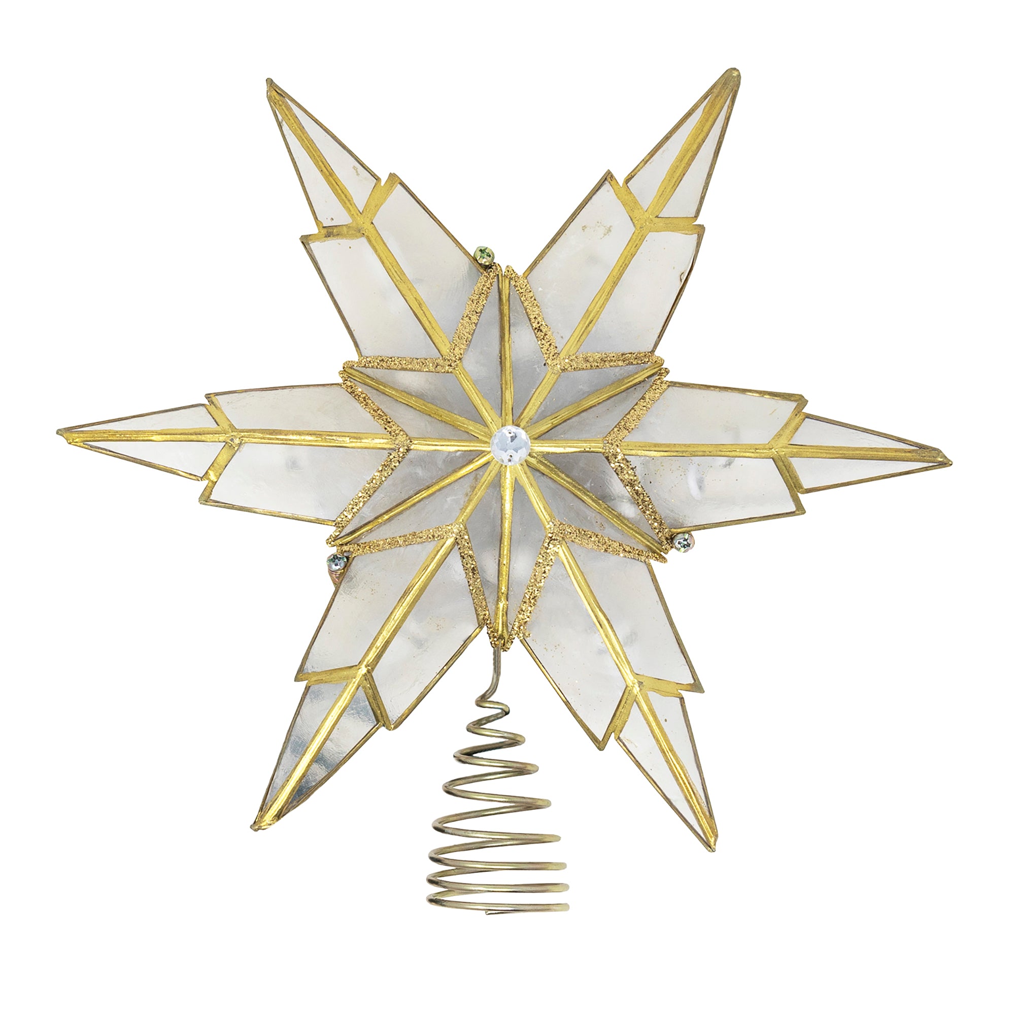 Kurt Adler 10-Light Capiz Treetop, Gold Star, 9"