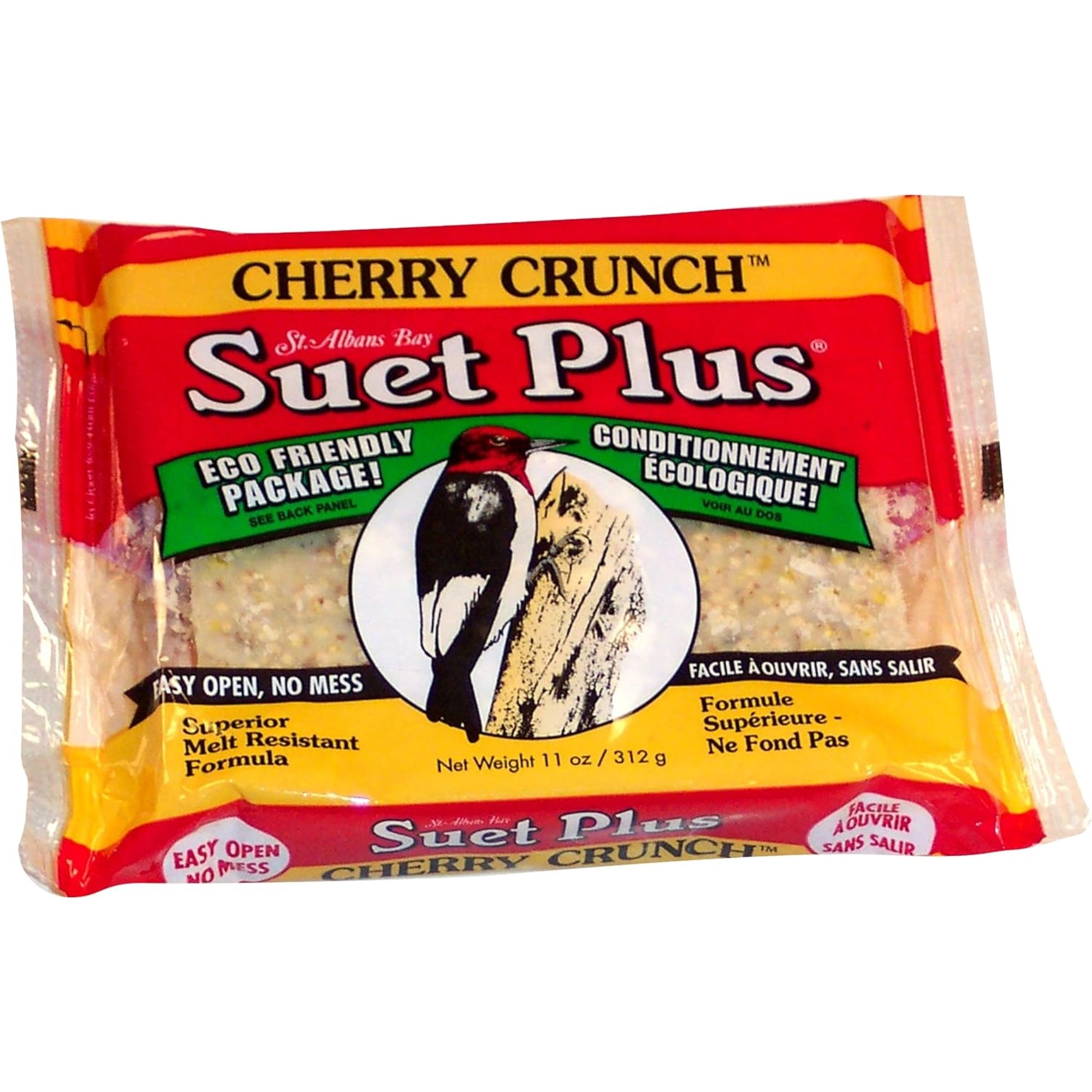 Wildlife Sciences Cherry Crunch Suet Plus Bird Feed, Melt Resistant Formula, 11oz