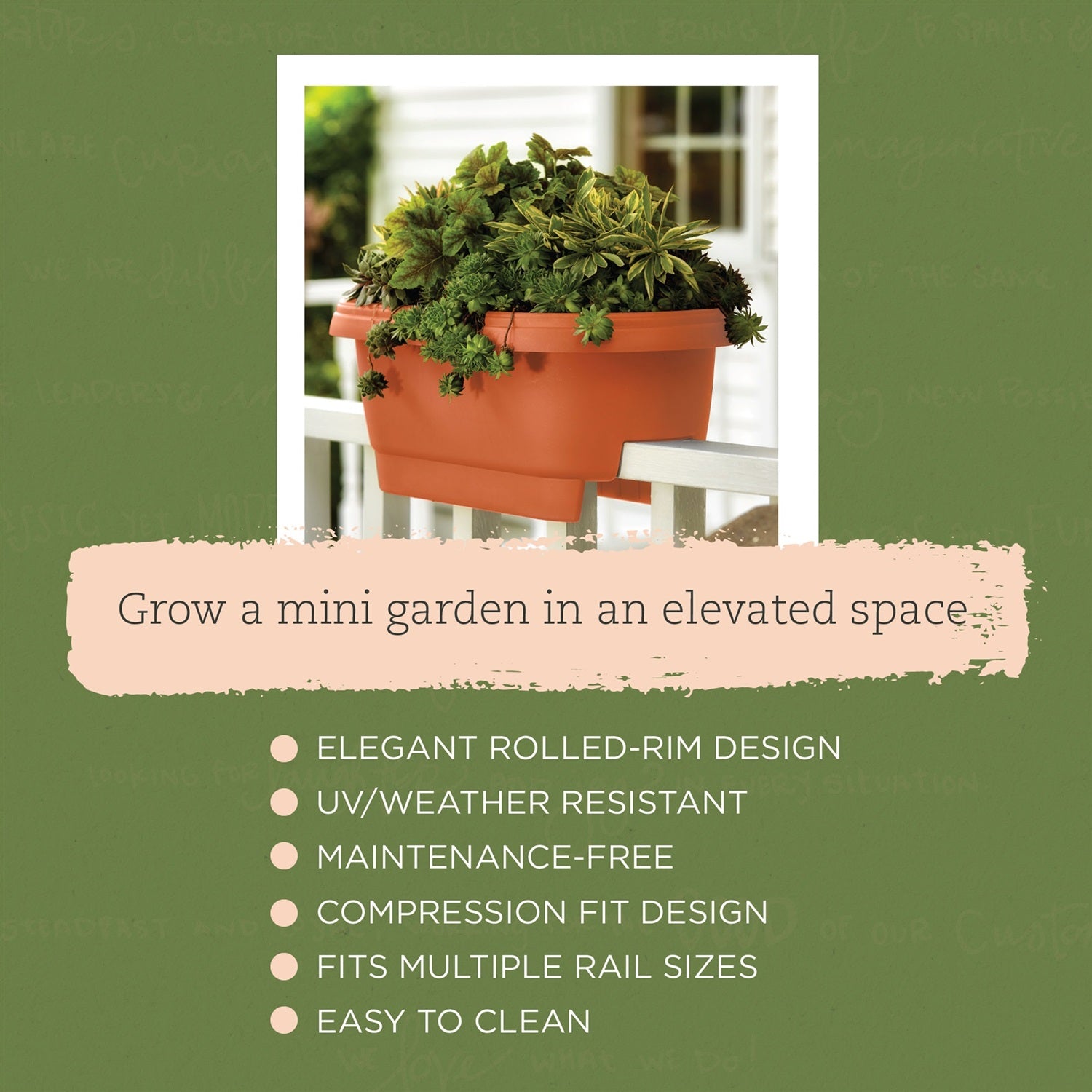 Bloem Classic Oval Deck Rail Planter, Terra Cotta Color 24"