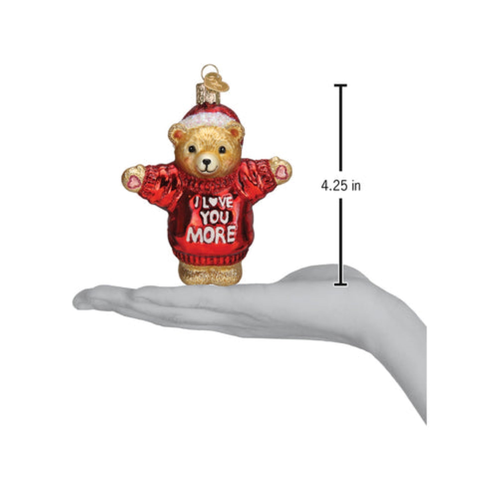 Old World Christmas Blown Glass Christmas Ornament, I Love You More Bear