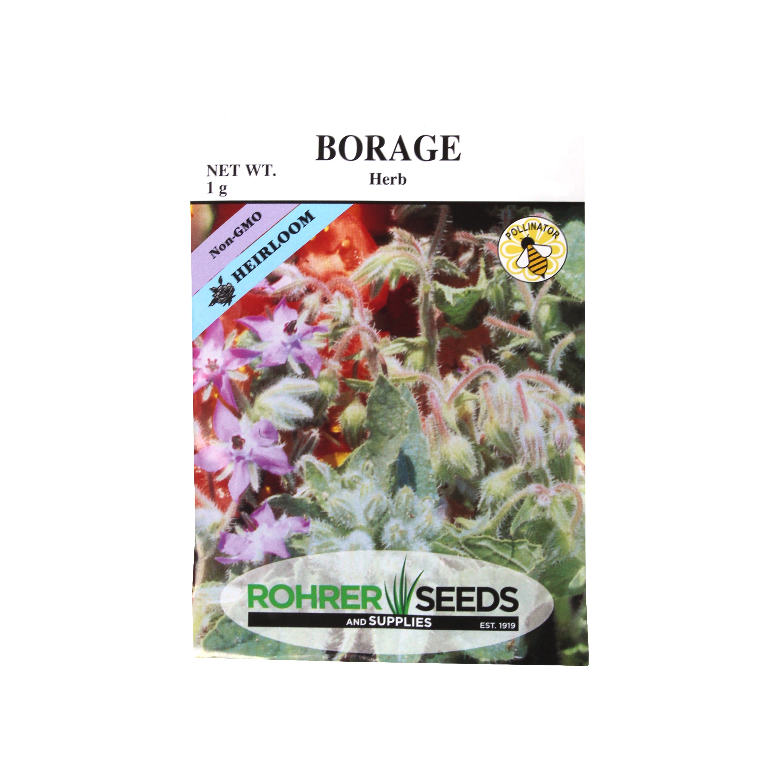 Rohrer Seeds Borage, Herb Heirloom, 1g, Approx 50 Seeds/Packet