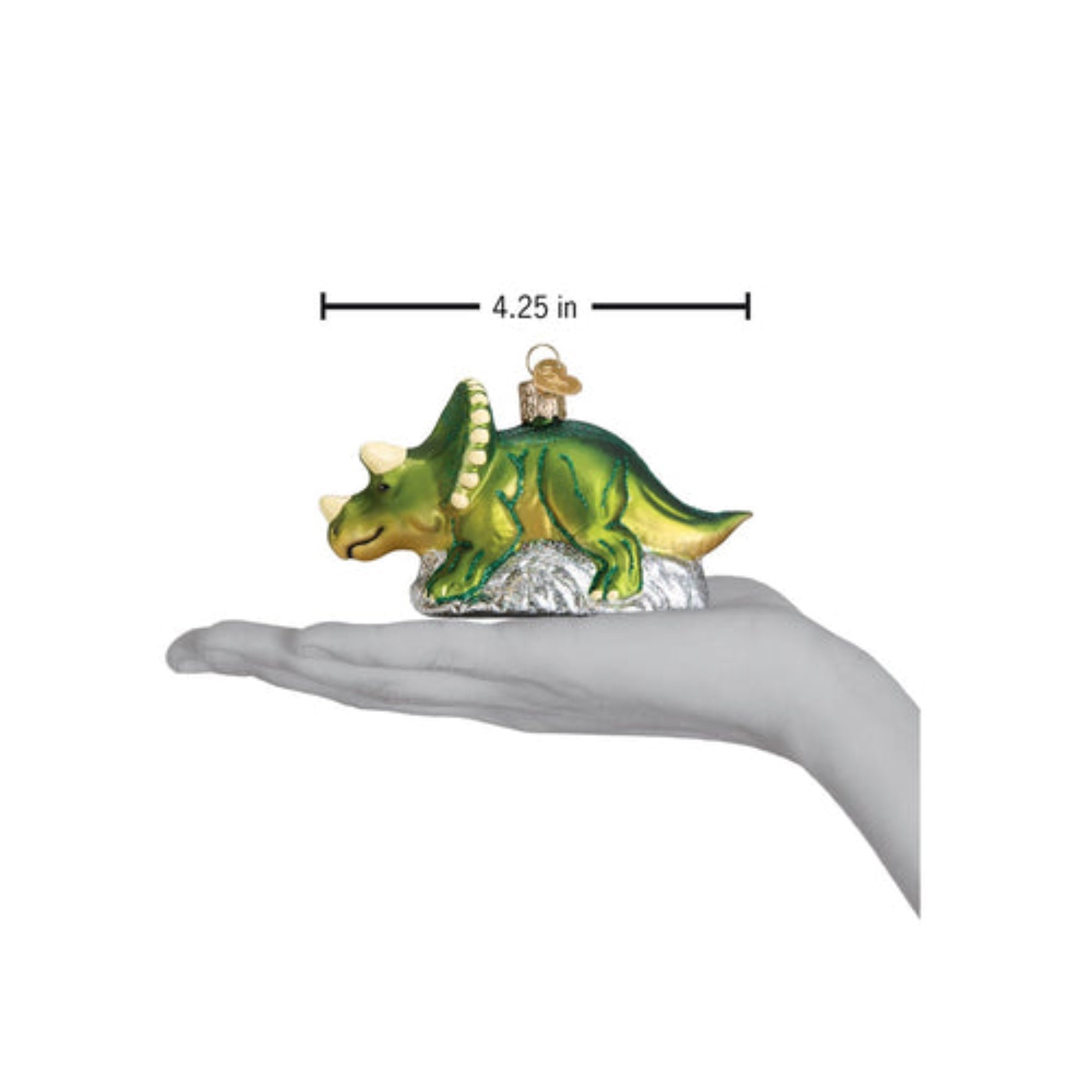 Old World Christmas Blown Triceratops Glass Ornament