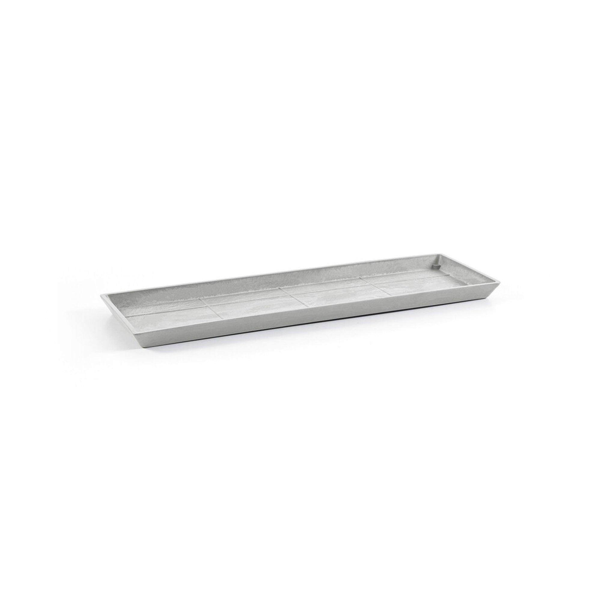 Ecopots Rectangular In/Outdoor Recycled Plastic Planter Flowerpot Saucer, White Grey, 17.7"
