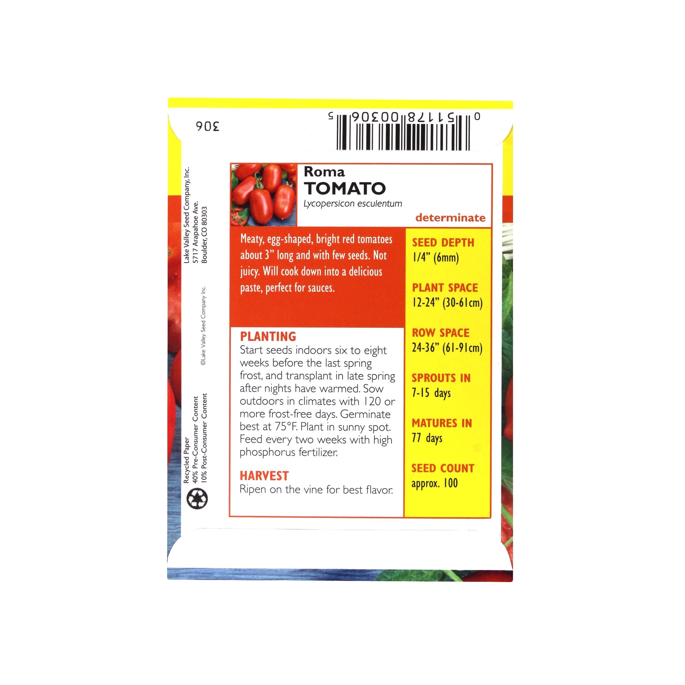 Tomato Bush Roma Heirloom Seeds