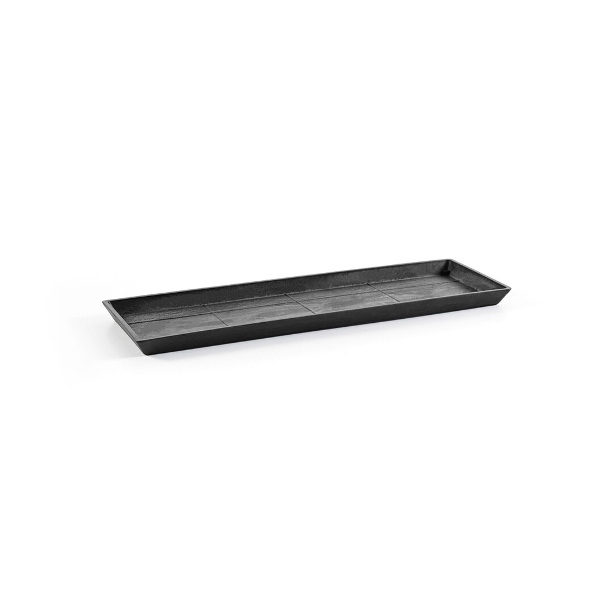Ecopots Rectangular In/Outdoor Recycled Plastic Planter Flowerpot Saucer, Dark Grey, 17.7"