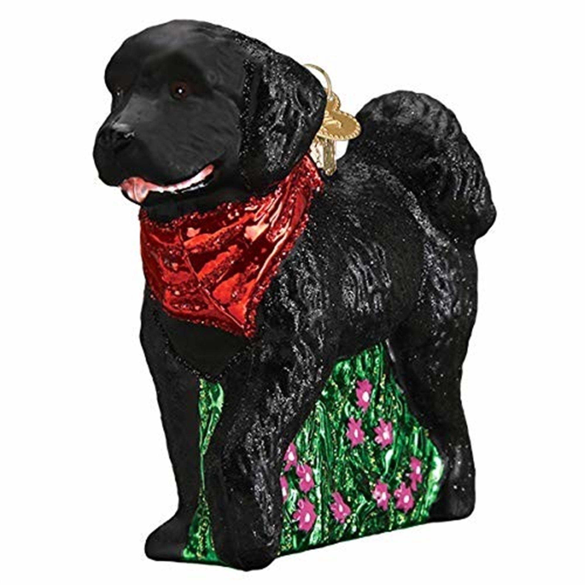 Old World Christmas Glass Blown Black Doodle Dog Ornament