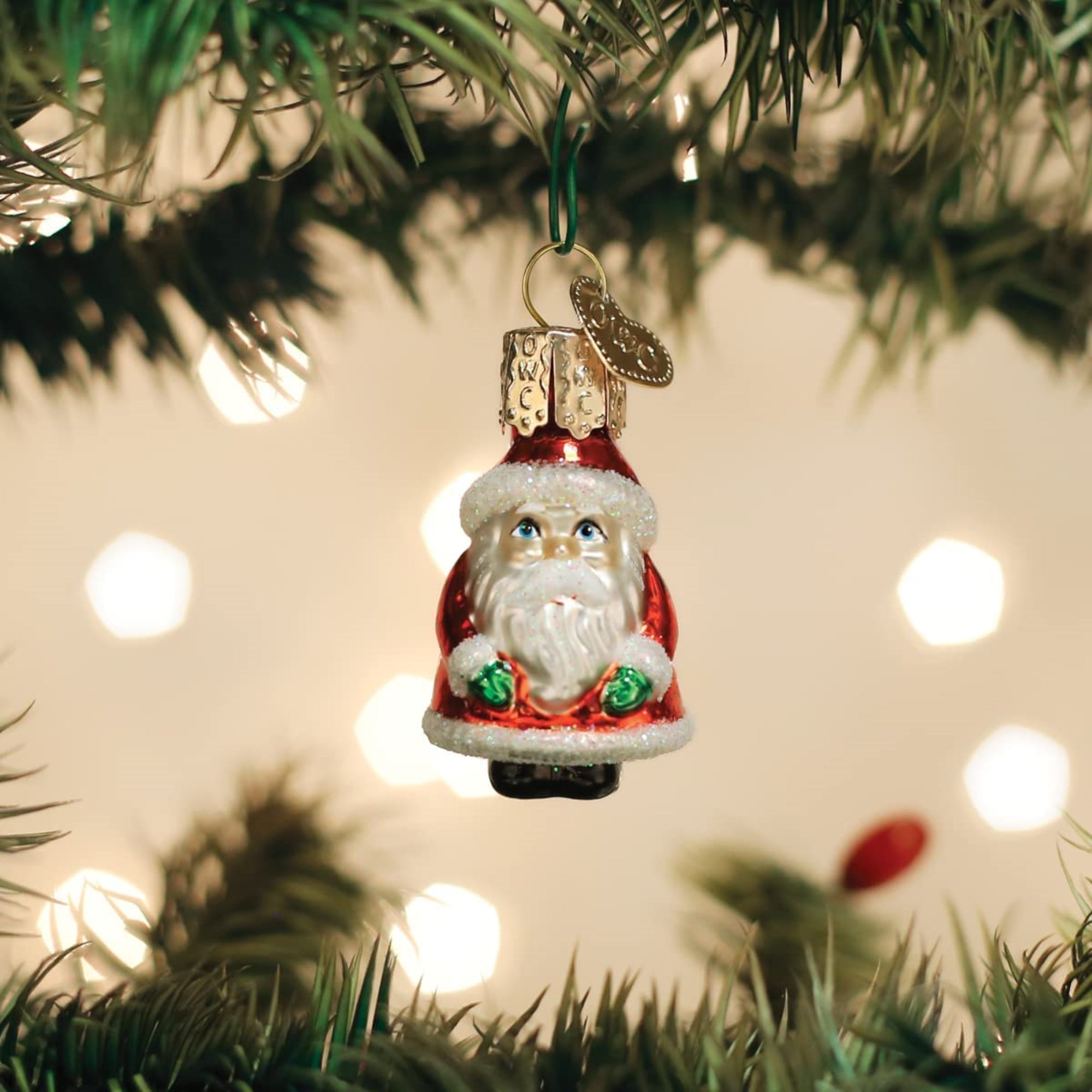 Old World Christmas Mini Glass Blown Santa Ornament, 1.75"