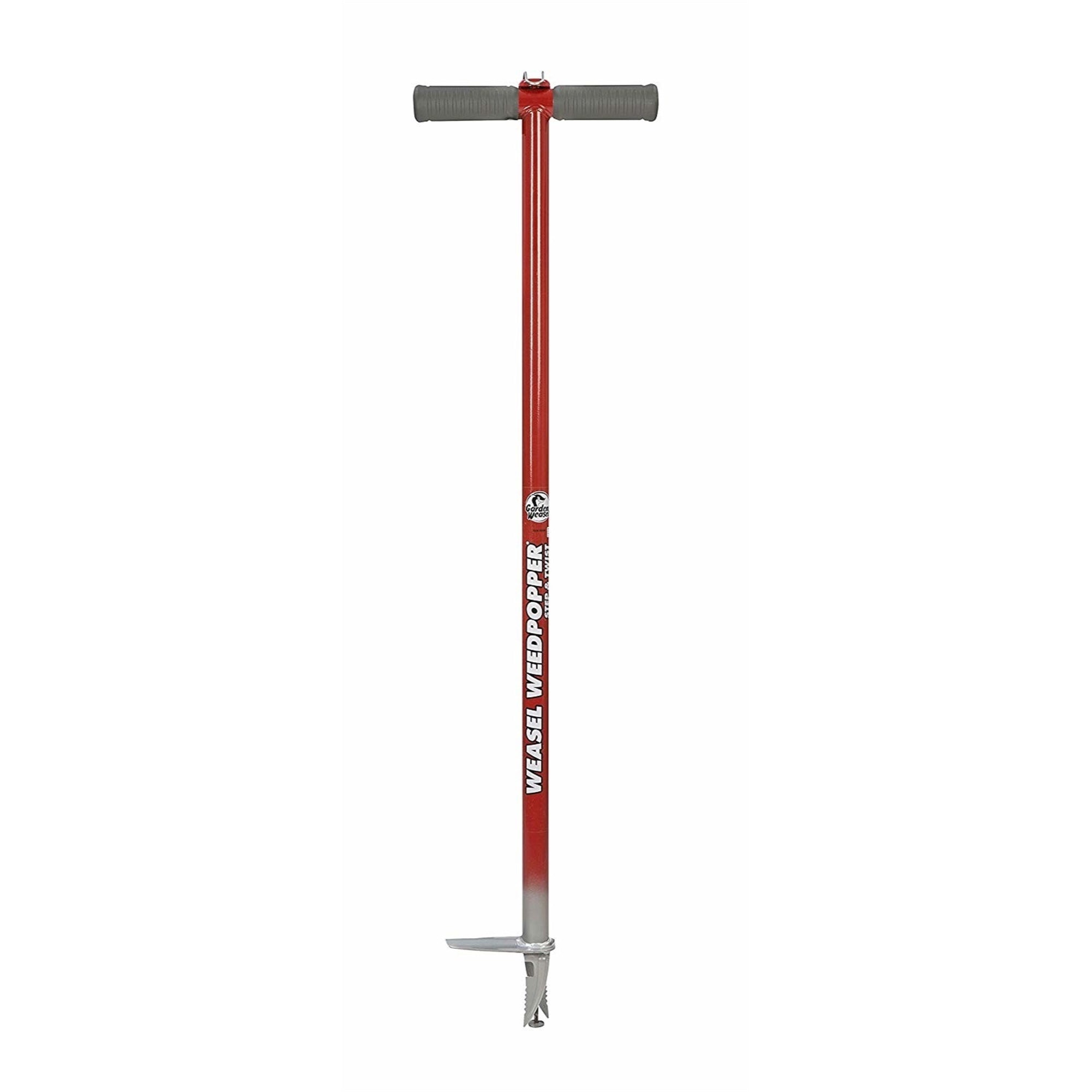Garden Weasel Step and Twist Hand Weeder, 36-inch long, Red & Silver