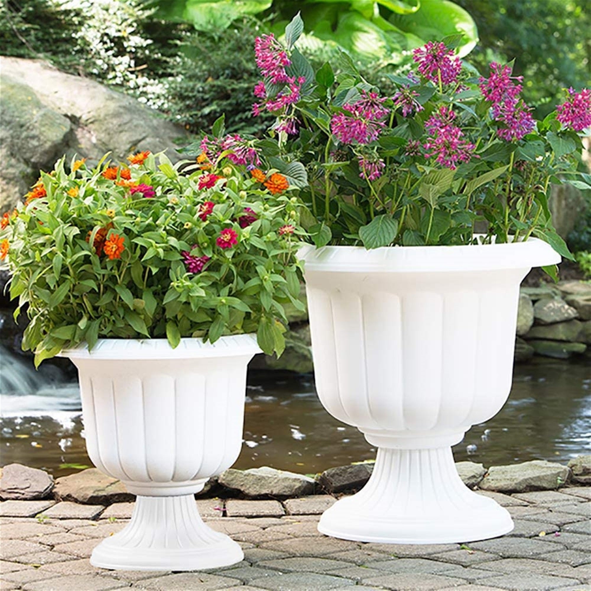 Novelty Indoor/Outdoor Durable Plastic Classic Fluted Urn Planter