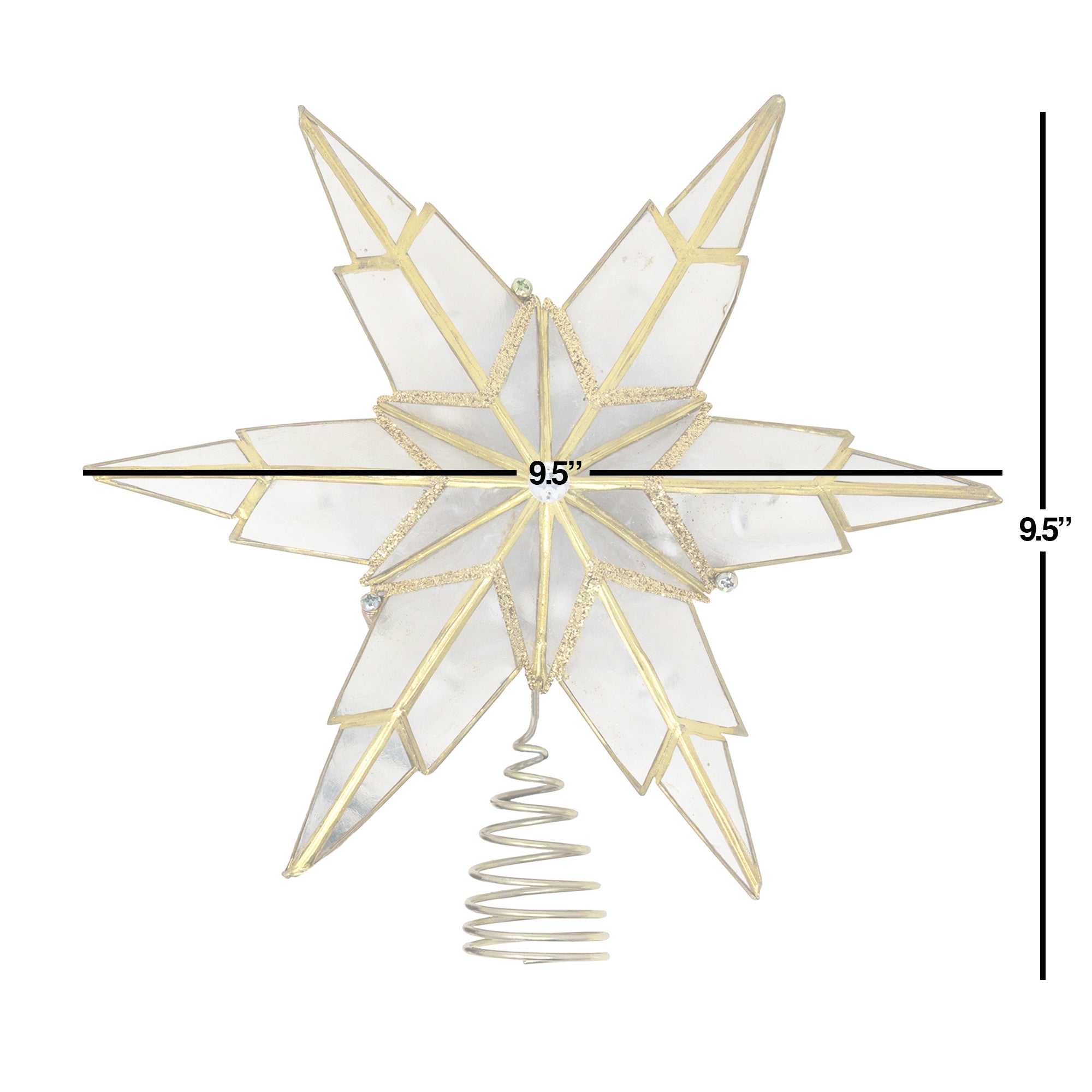 Kurt Adler 10-Light Capiz Treetop, Gold Star, 9"