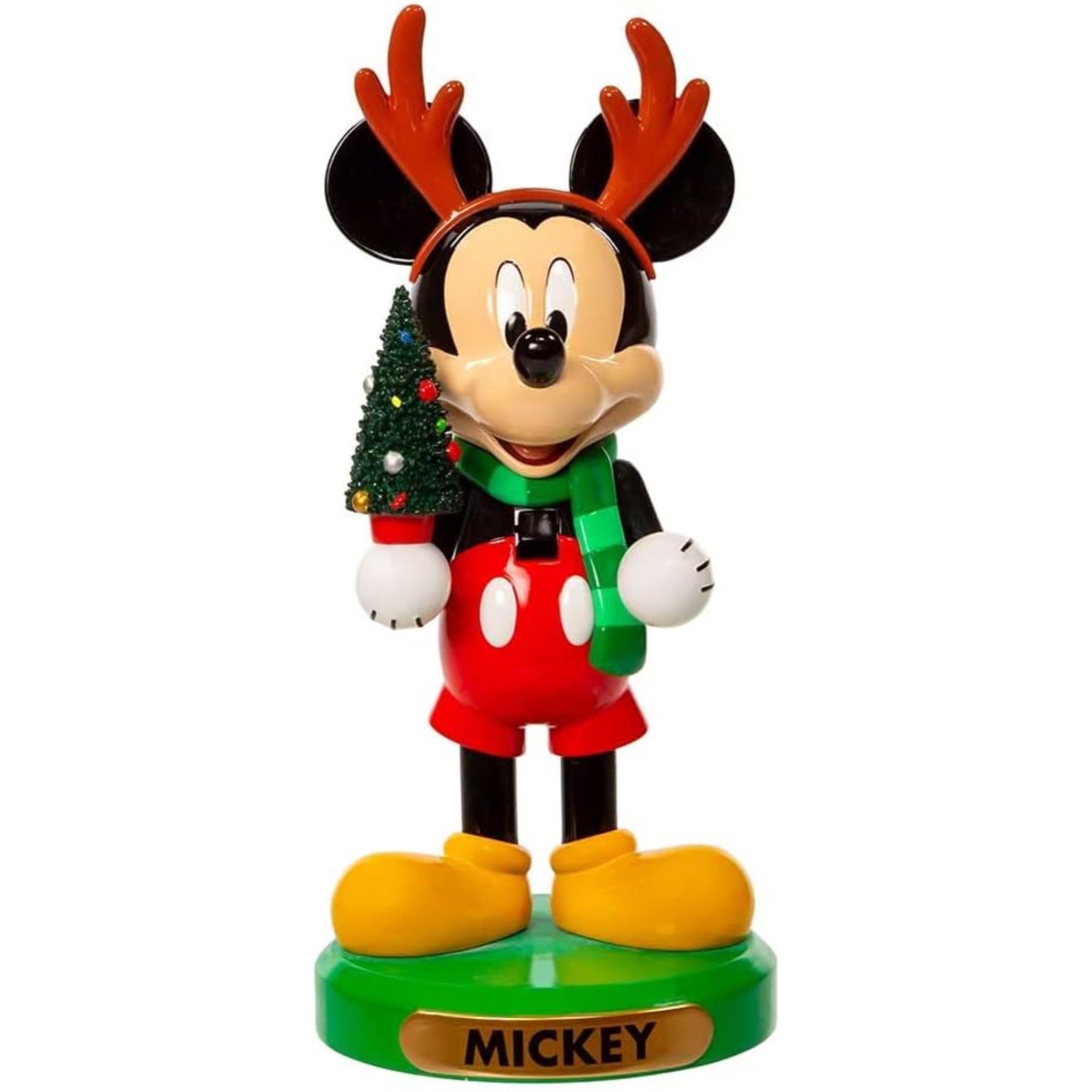Kurt Adler Disney Mickey Mouse with Antlers and Tree Nutcracker, 6"
