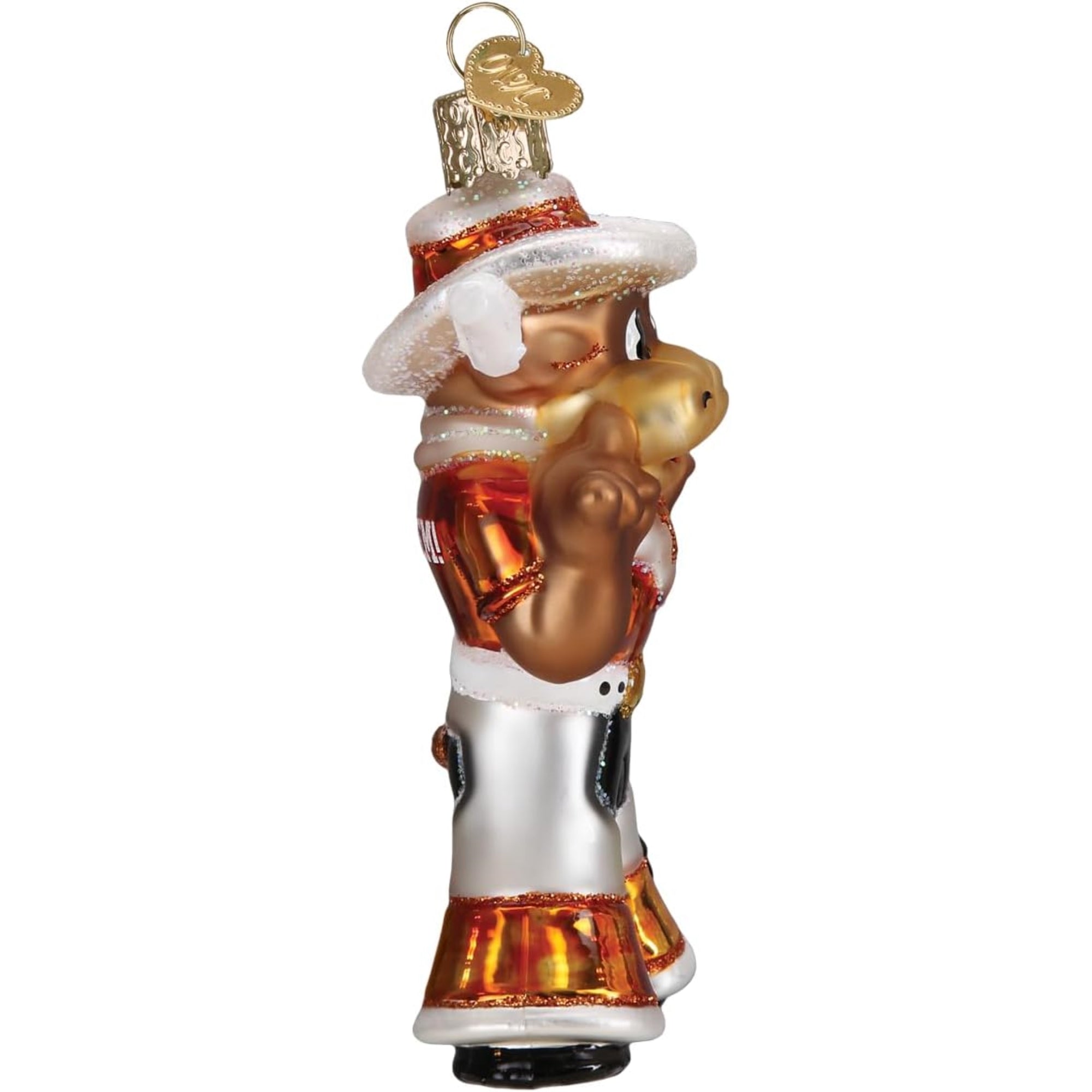 Old World Christmas Texas Bevo Longhorn Blown Glass Holiday Ornament